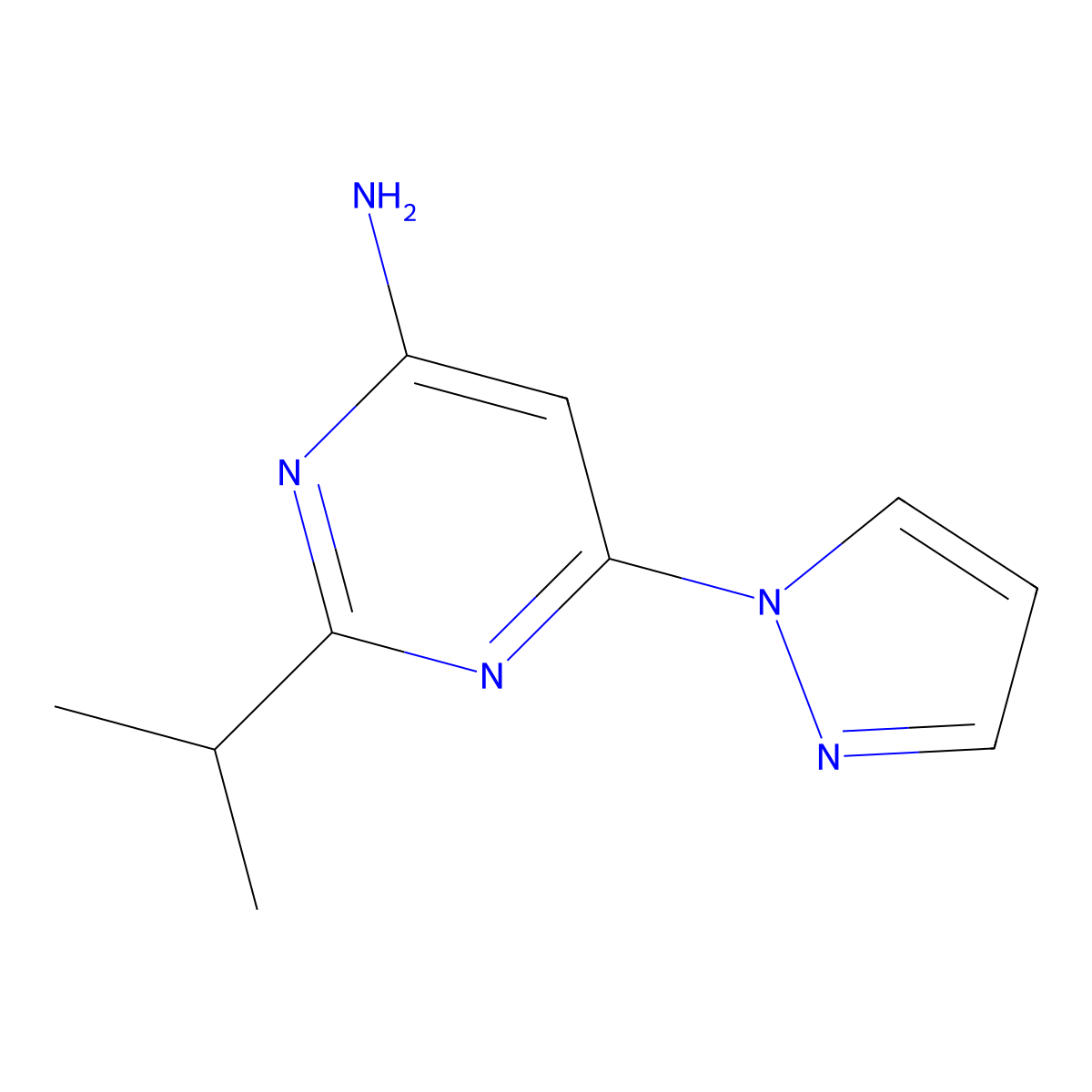 4-Amino-2-(iso-propyl)-6-(1H-pyrozol-1-yl)pyrimidine molecular structure, CAS 1412961-95-5