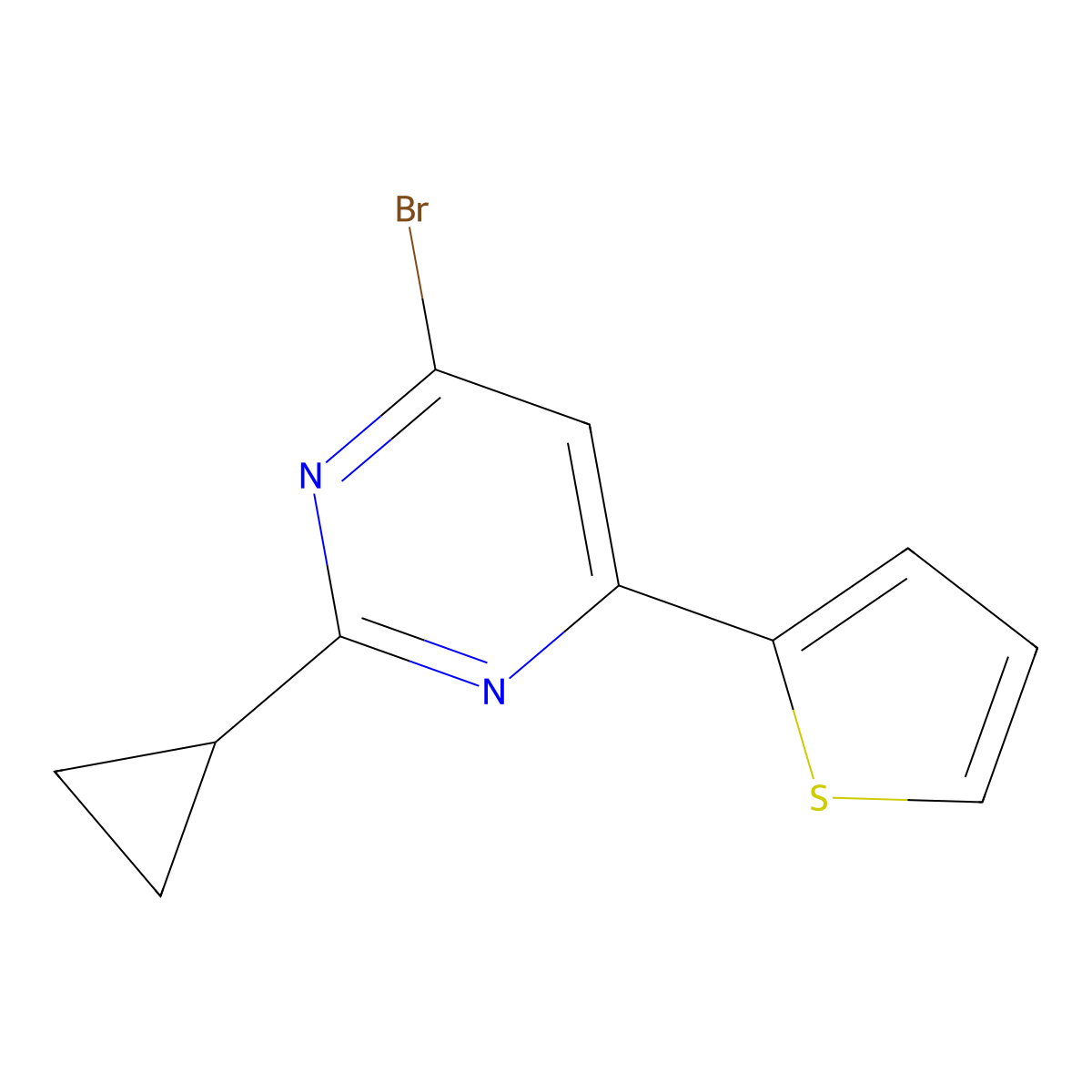 4-Bromo-2-cyclopropyl-6-(2-thienyl)pyrimidine molecular structure, CAS 1412961-98-8