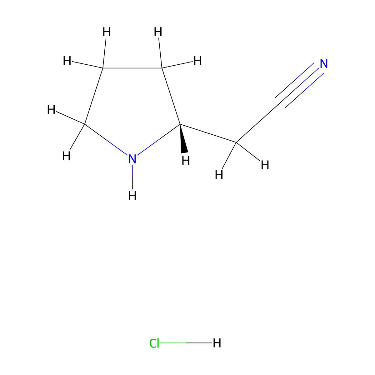 (R)-2-(Pyrrolidin-2-yl)acetonitrile hydrochloride molecular structure, CAS 1412977-98-0