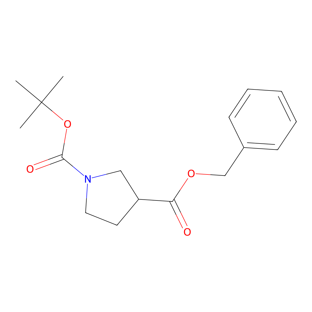 (R)-tert-butyl 3-(benzyloxycarbonyl)pyrrolidine-1-carboxylate molecular structure, CAS 1412978-97-2