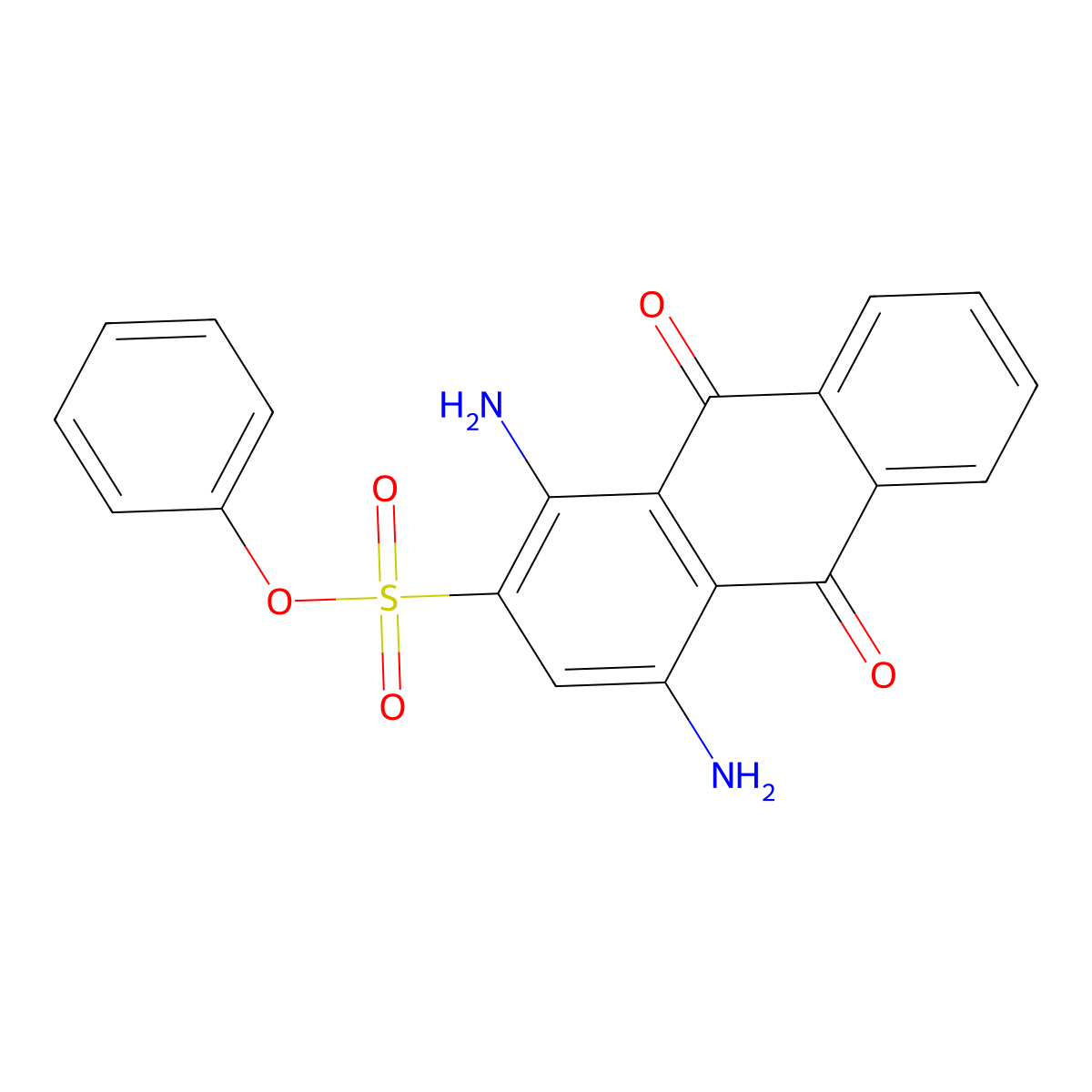 2-Anthracenesulfonic acid, 1,4-diamino-9,10-dihydro-9,10-dioxo-, phenyl ester molecular structure, CAS 14130-41-7