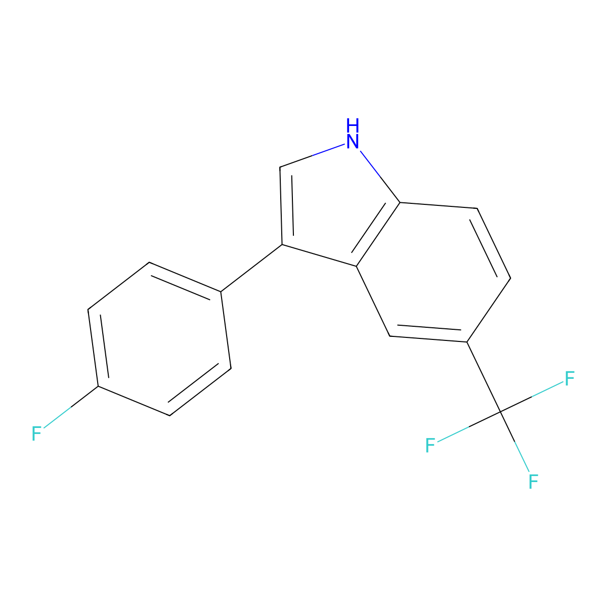 1h-Indole,3-(4-fluorophenyl)-5-(trifluoromethyl)- molecular structure, CAS 141306-12-9