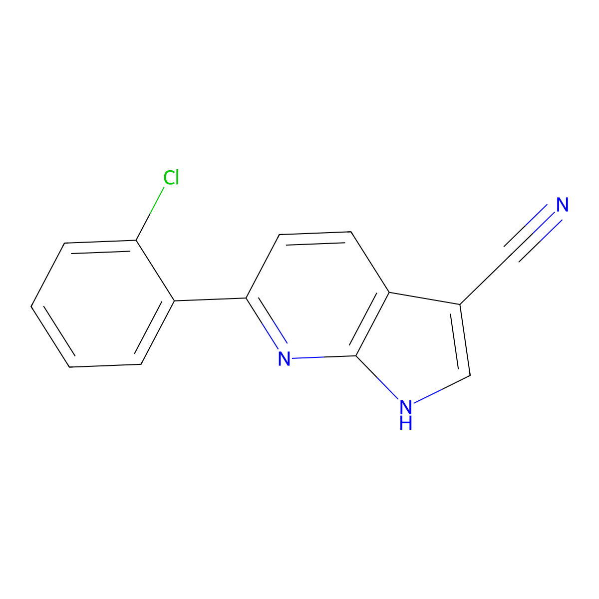 6-(2-chlorophenyl)-1H-pyrrolo[2,3-b]pyridine-3-carbonitrile molecular structure, CAS 1413066-31-5