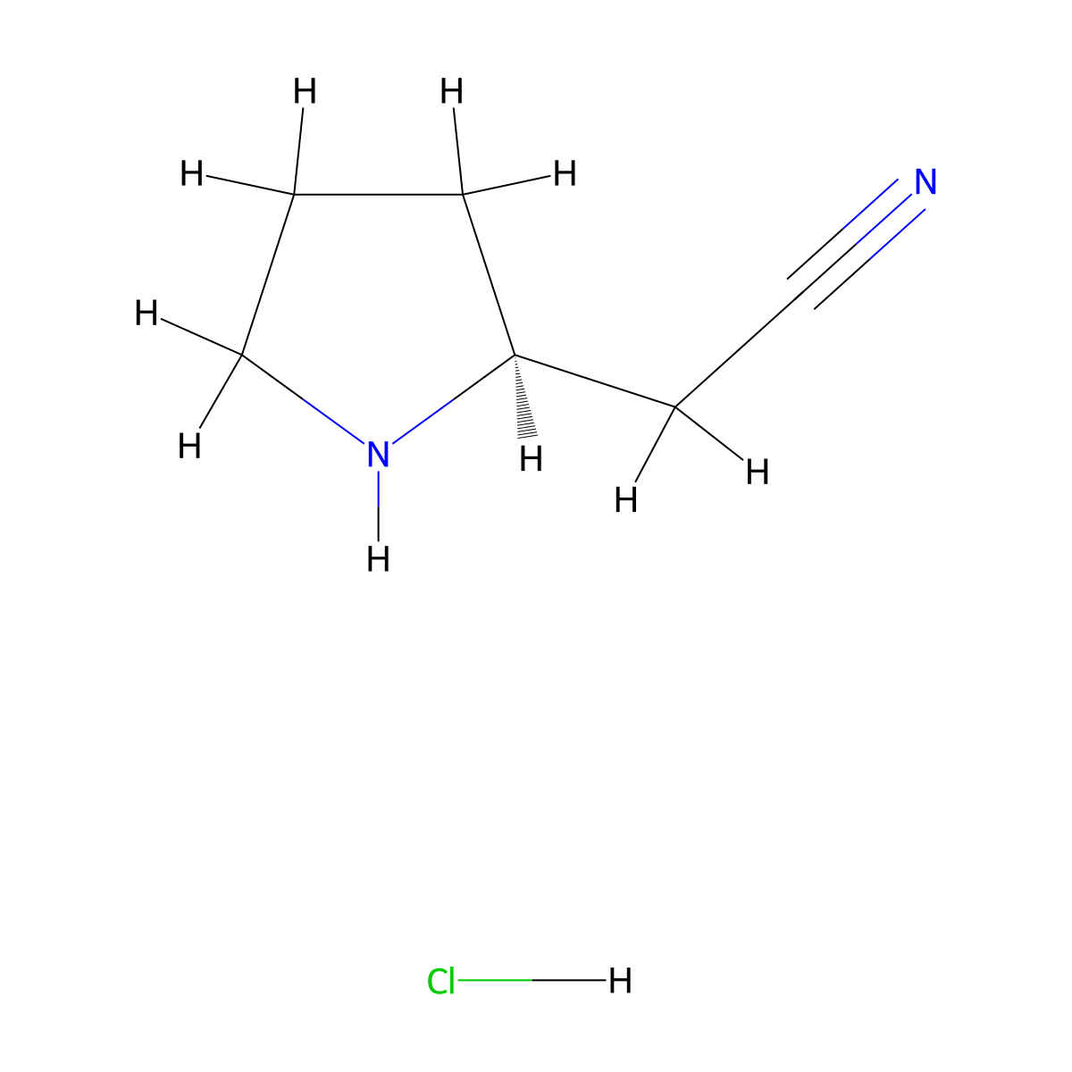 (S)-2-(Pyrrolidin-2-yl)acetonitrile hydrochloride molecular structure, CAS 1413085-67-2