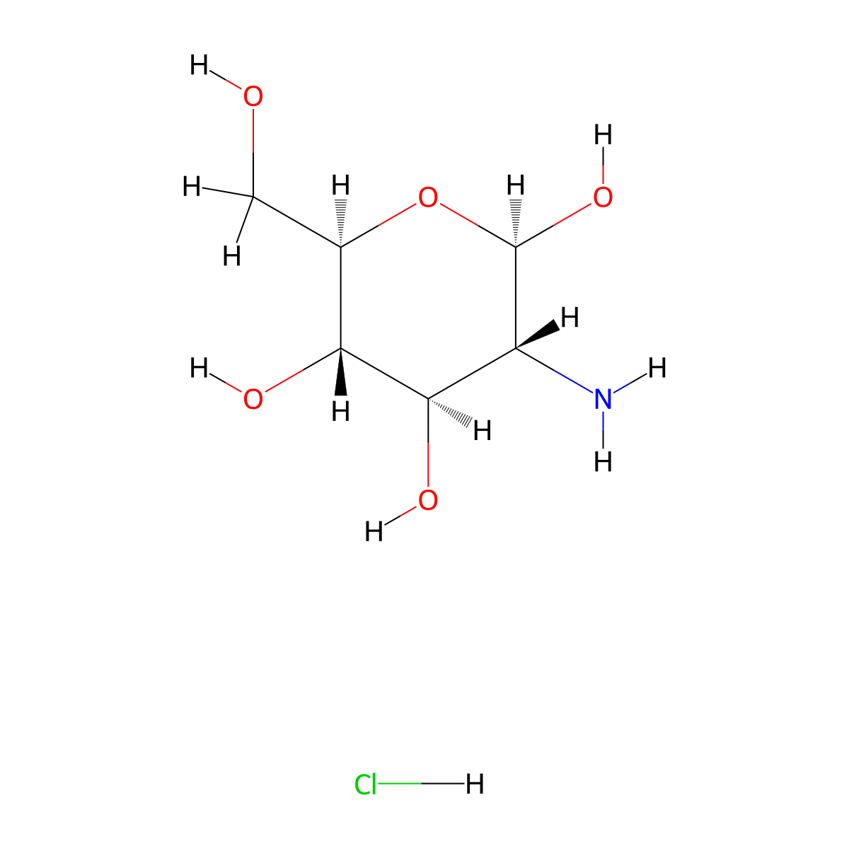 (2R,3R,4R,5S,6R)-3-amino-6-(hydroxymethyl)oxane-2,4,5-triol hydrochloride molecular structure, CAS 14131-63-6