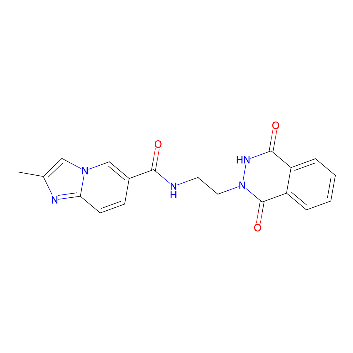 N-[2-(1,4-dioxo-3,4-dihydrophthalazin-2(1H)-yl)ethyl]-2-methylimidazo[1,2-a]pyridine-6-carboxamide molecular structure, CAS 1413169-79-5