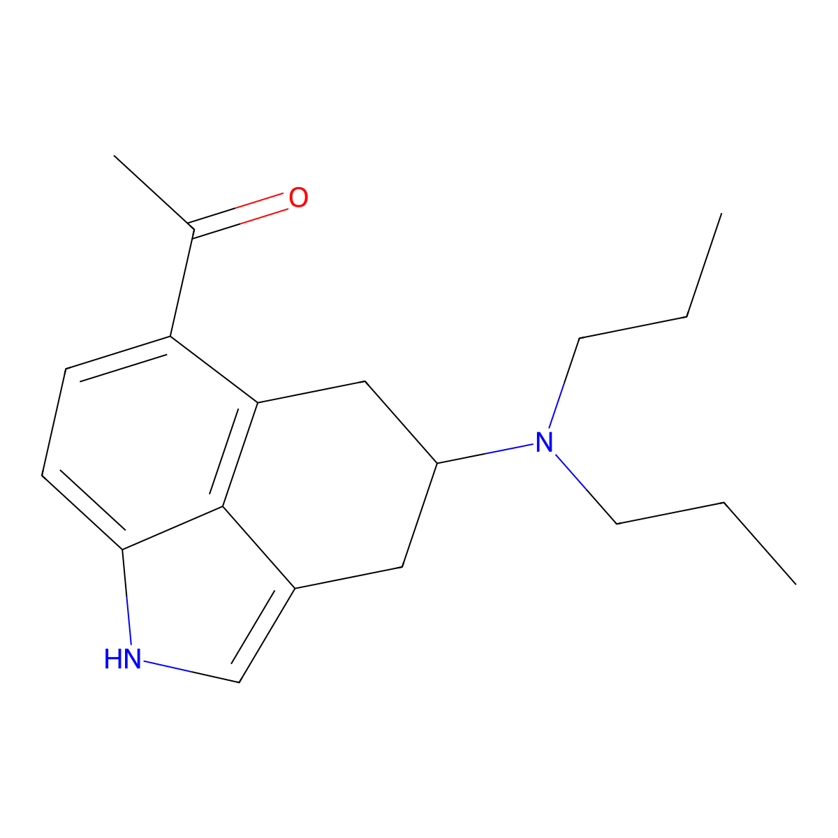 1-((4R)-4-(Dipropylamino)-1,3,4,5-tetrahydrobenz(cd)indol-6-yl)ethanone molecular structure, CAS 141318-62-9