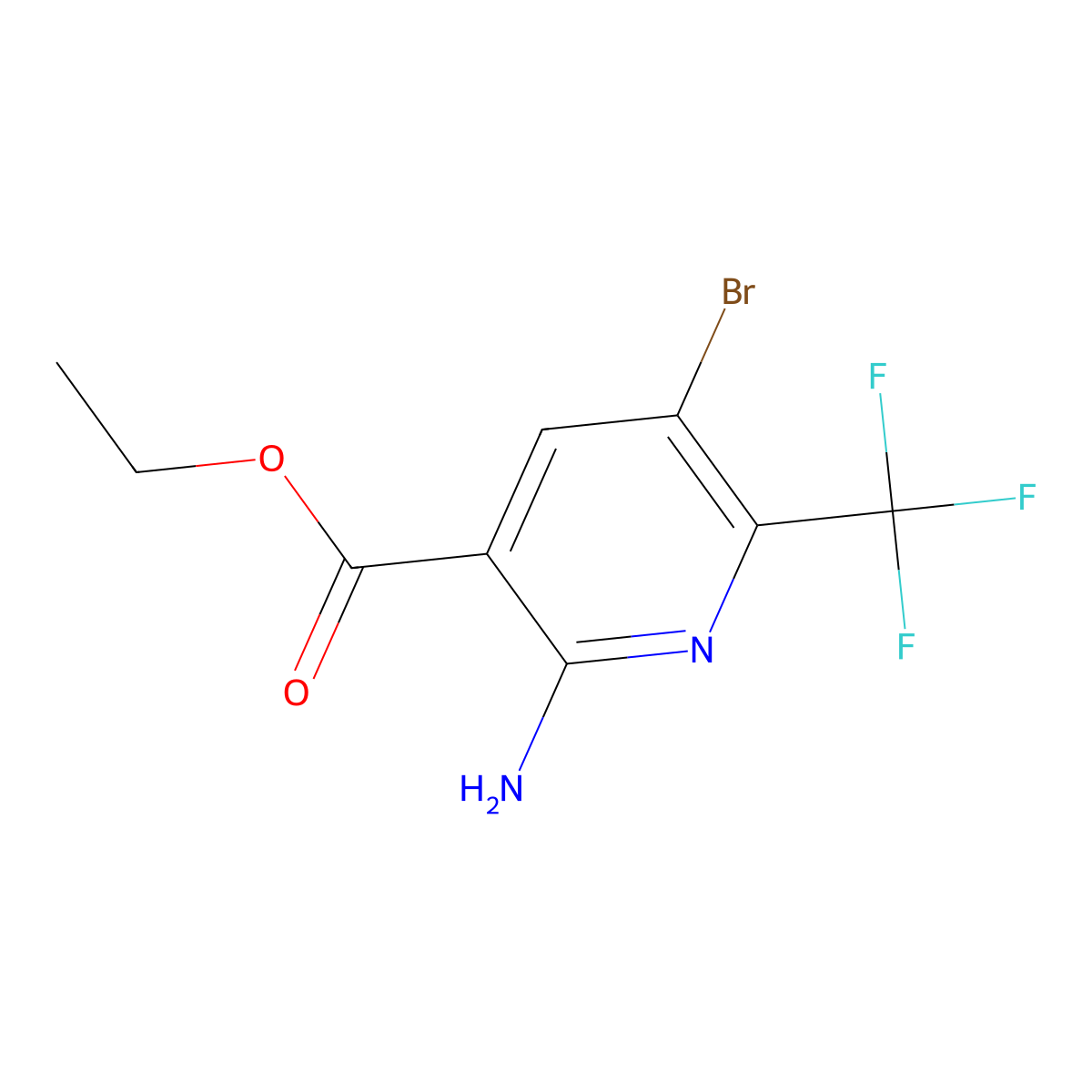 Ethyl 2-amino-5-bromo-6-(trifluoromethyl)nicotinate molecular structure, CAS 1413281-17-0