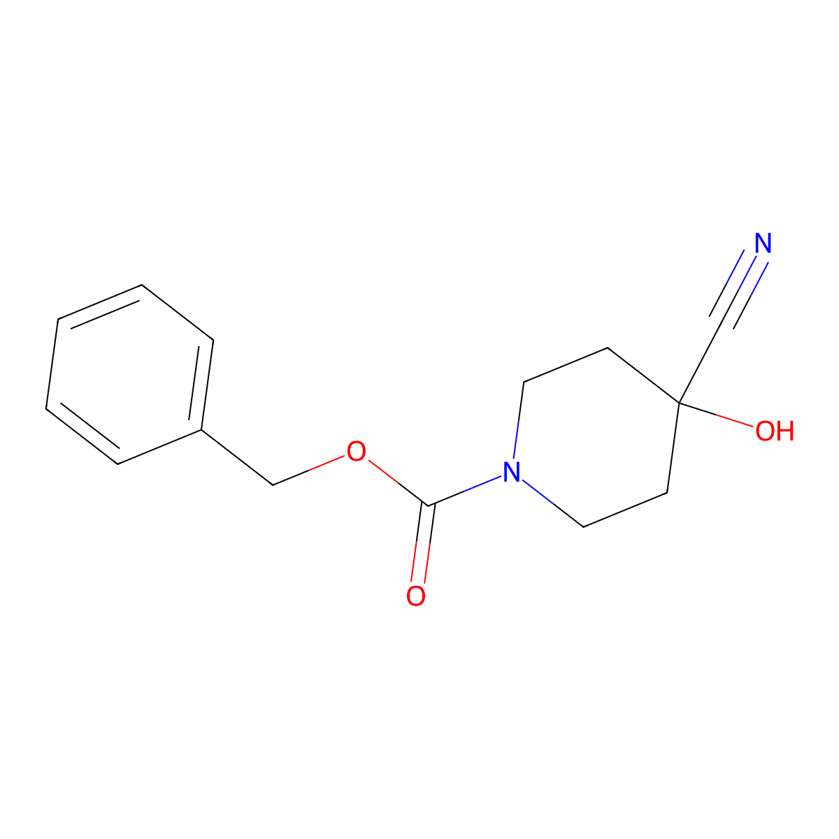 Benzyl 4-cyano-4-hydroxypiperidine-1-carboxylate molecular structure, CAS 1413286-87-9