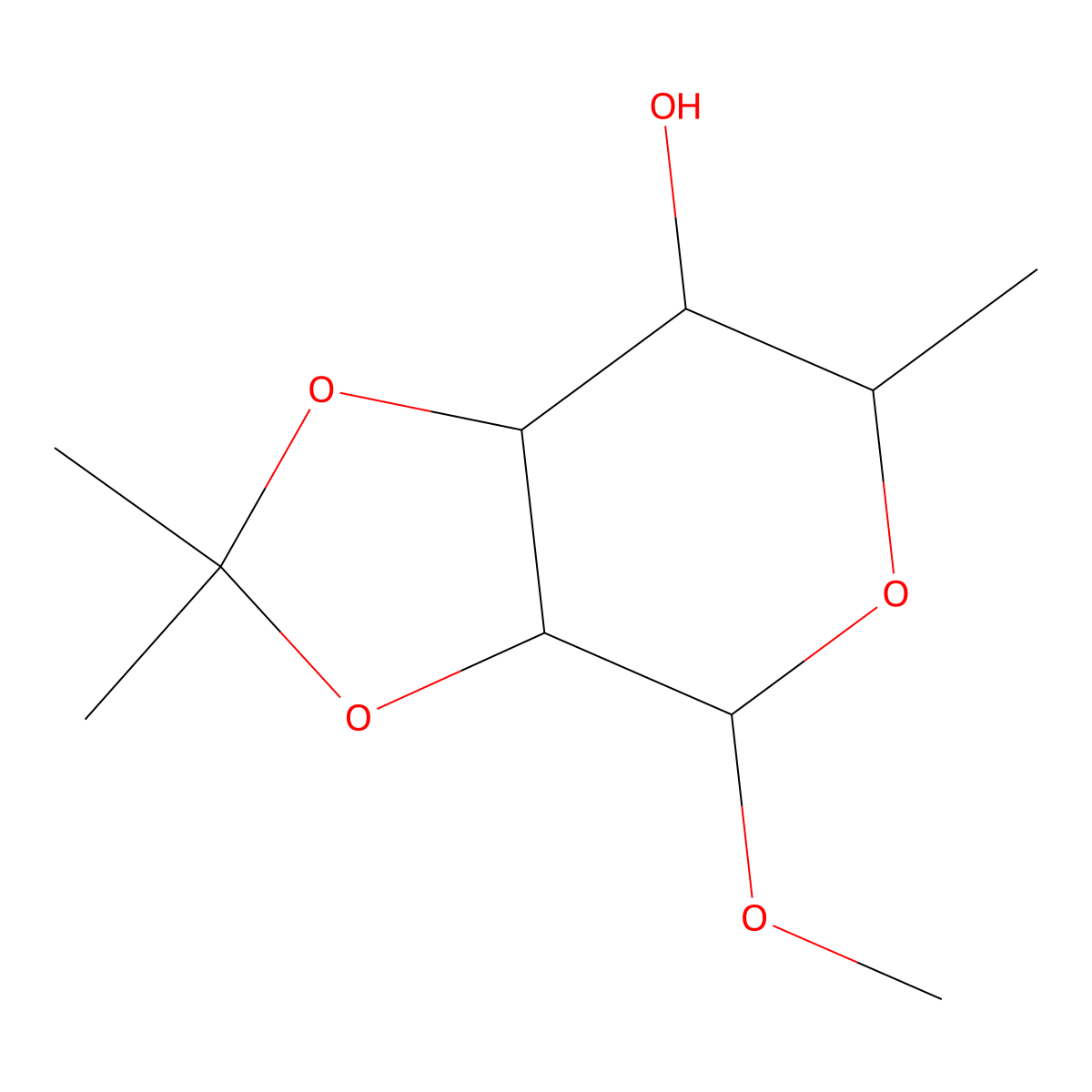 Methyl 2,3-o-isopropylidene-alpha-l-rhamnopyranoside molecular structure, CAS 14133-63-2
