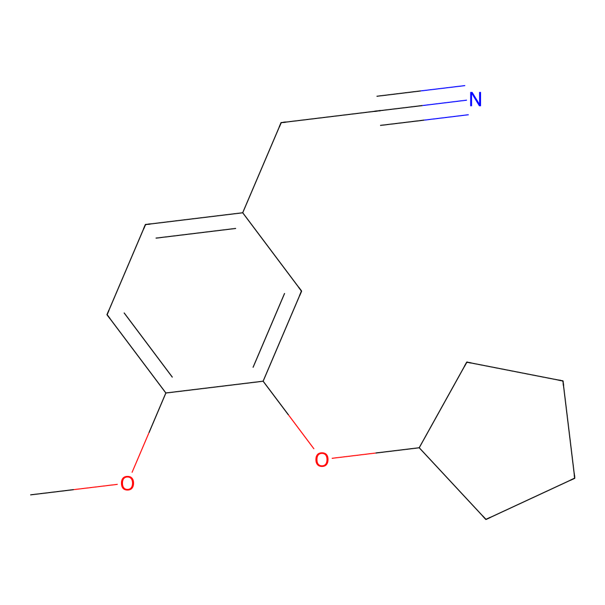 3-(Cyclopentyloxy)-4-methoxyphenylacetonitrile molecular structure, CAS 141333-36-0