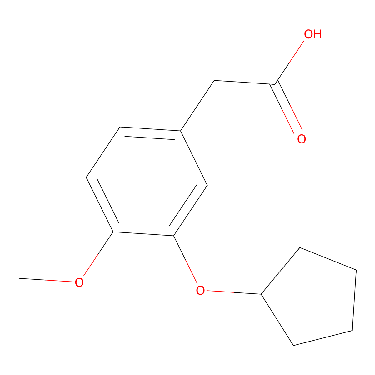 3-Cyclopentyloxy-4-methoxyphenylacetic acid molecular structure, CAS 141333-59-7