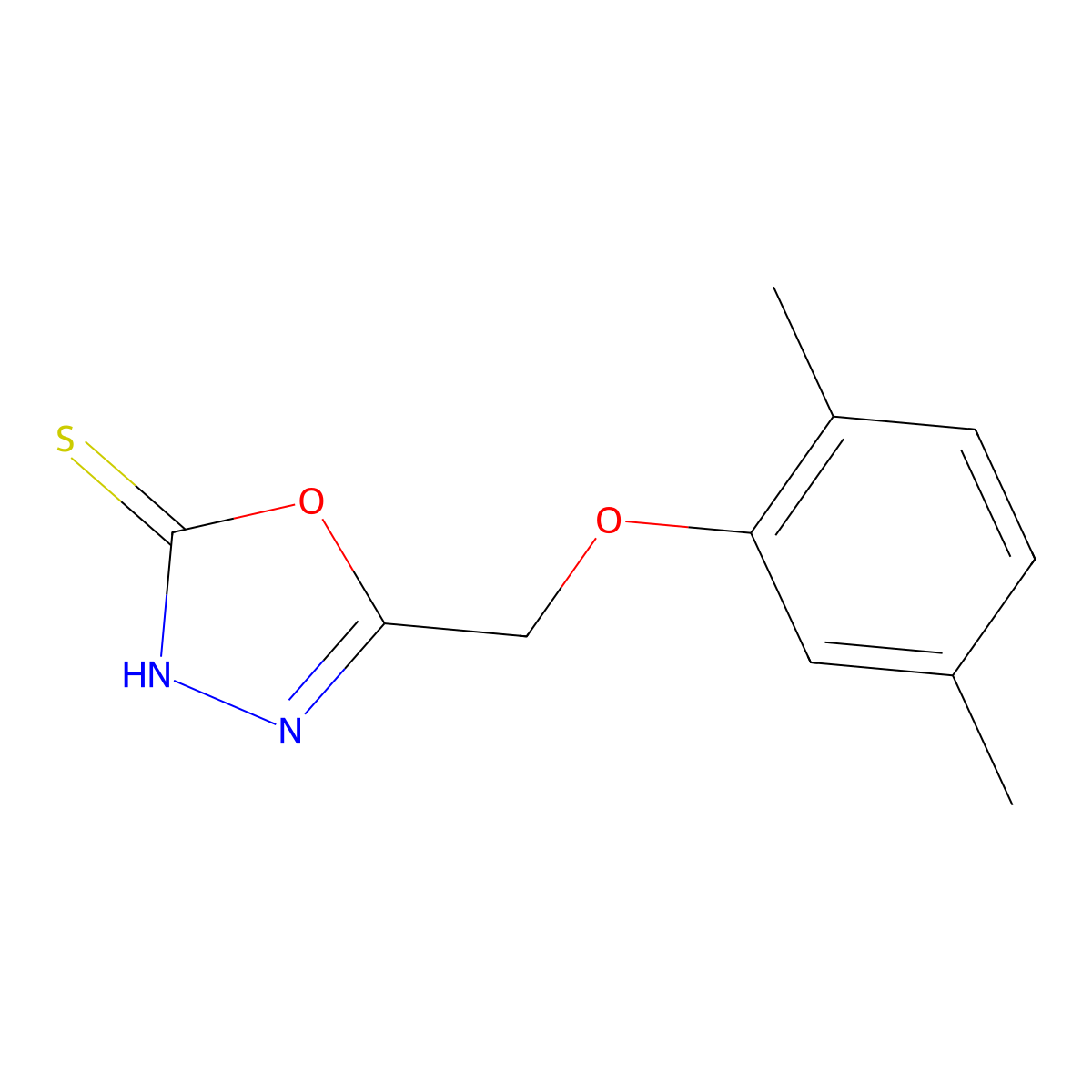 5-(2,5-Dimethylphenoxymethyl)-1,3,4-oxadiazole-2-thiol molecular structure, CAS 141333-82-6