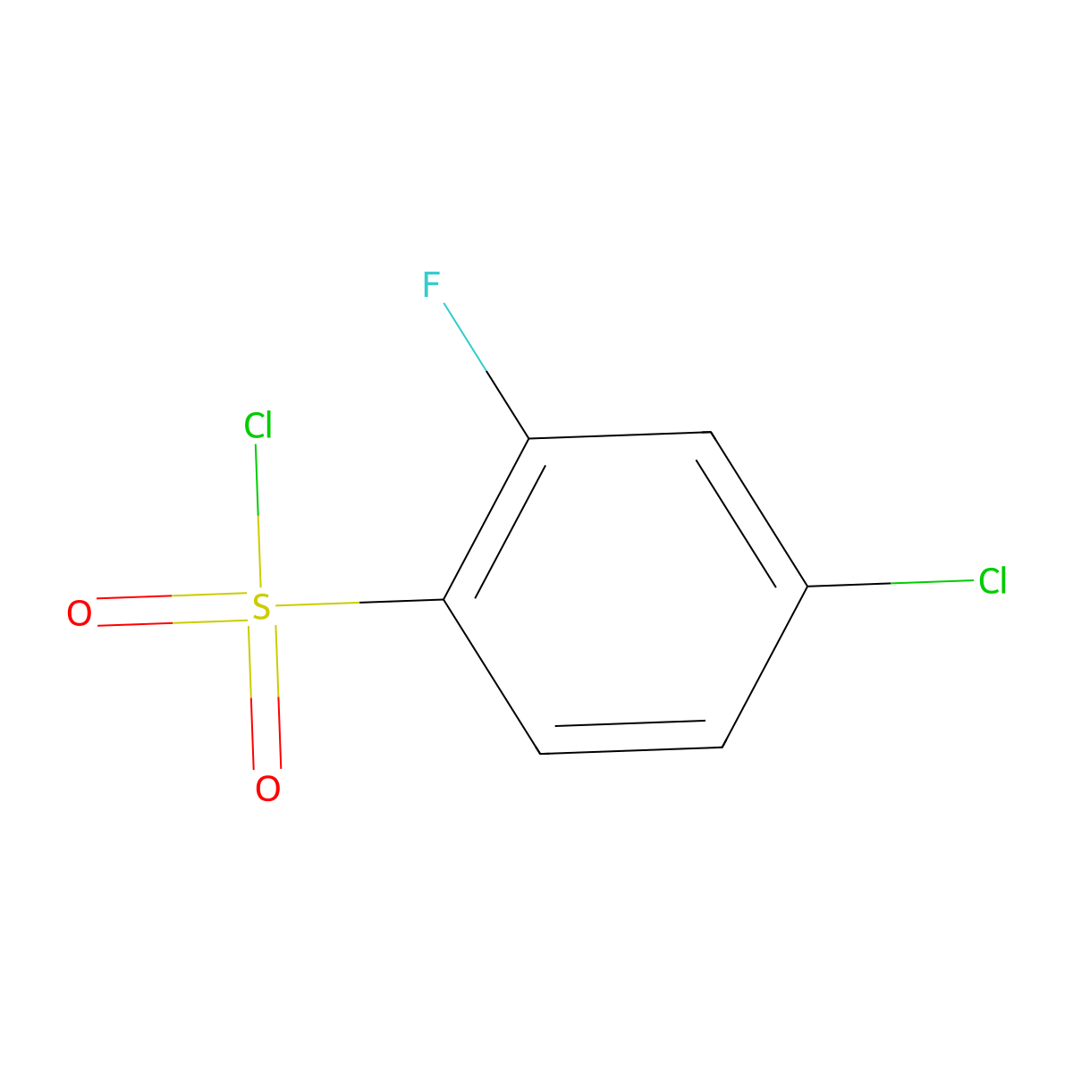 4-Chloro-2-fluorobenzene-1-sulfonyl chloride molecular structure, CAS 141337-26-0