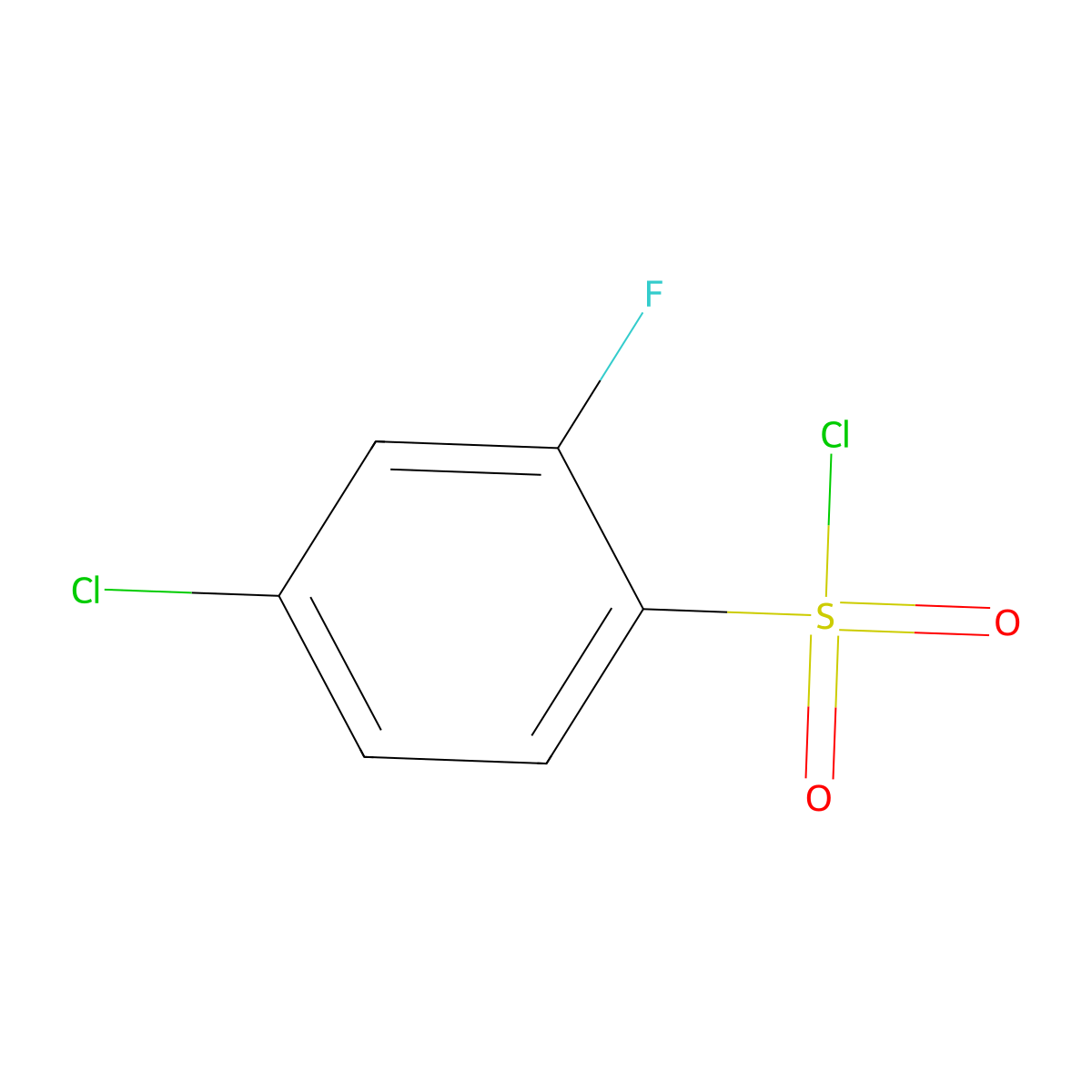 4-Chloro-2-fluorobenzene-1-sulfonyl chloride molecular structure, CAS 141337-26-0