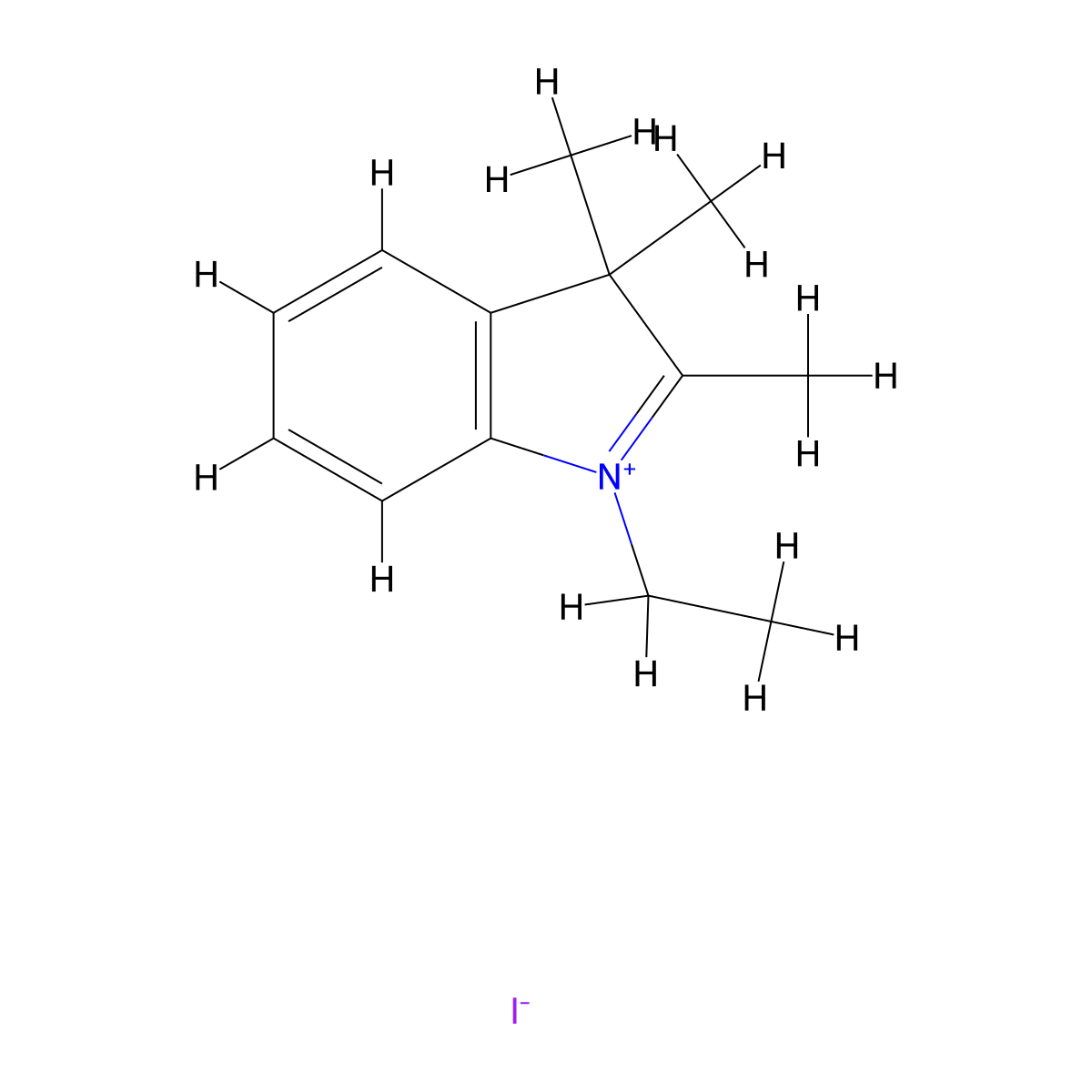 1-Ethyl-2,3,3-trimethyl-3H-indolium Iodide molecular structure, CAS 14134-81-7