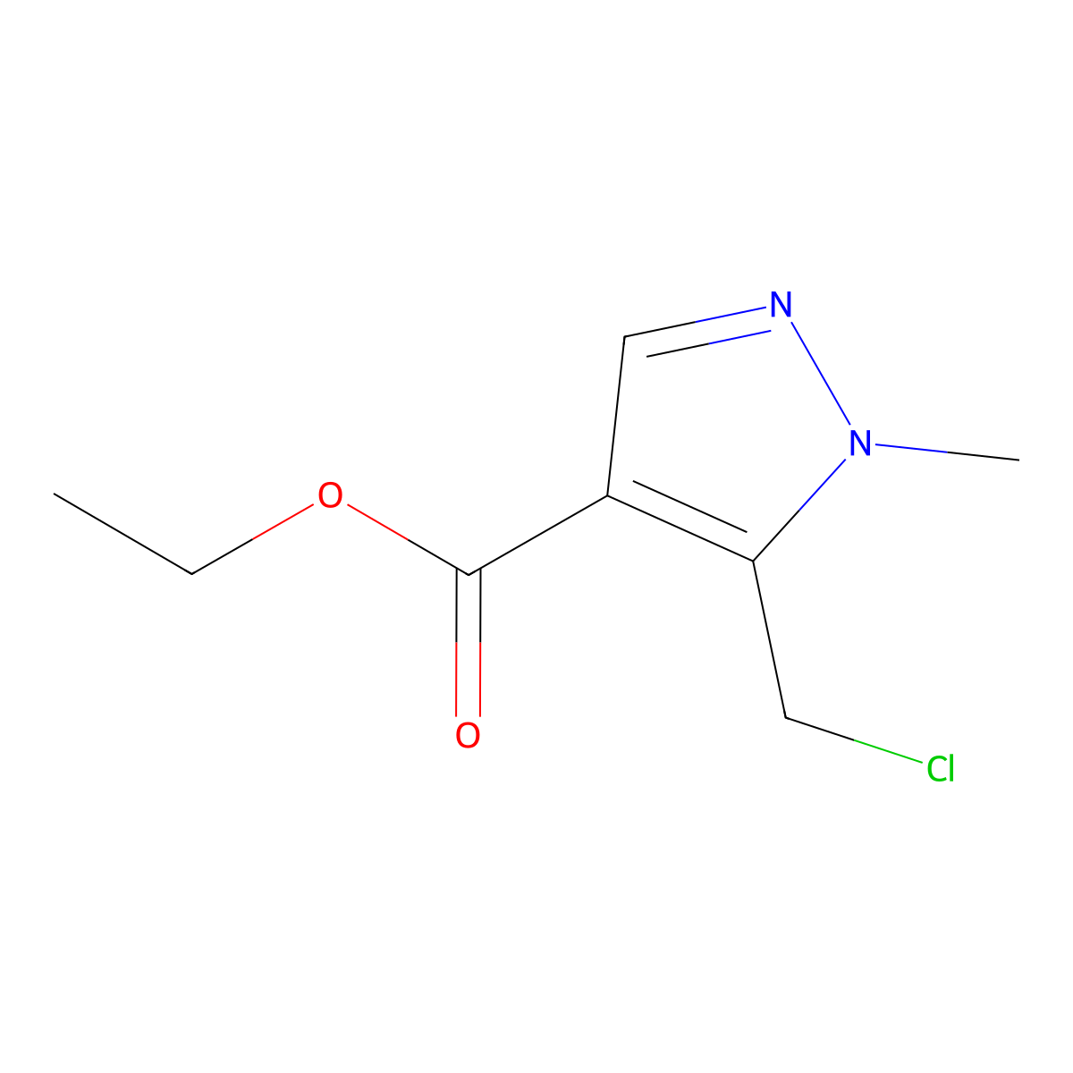 Ethyl 5-(chloromethyl)-1-methyl-1H-pyrazole-4-carboxylate molecular structure, CAS 141342-46-3