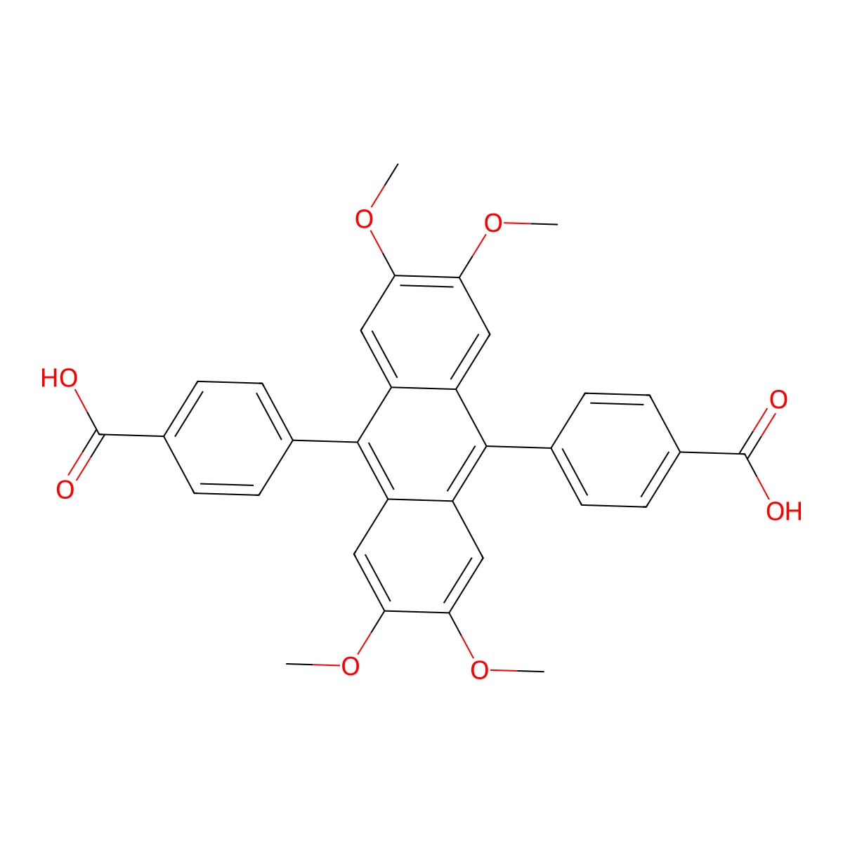 4,4'-(2,3,6,7-Tetramethoxy-9,10-anthracenediyl)bis[benzoic acid] molecular structure, CAS 1413433-77-8
