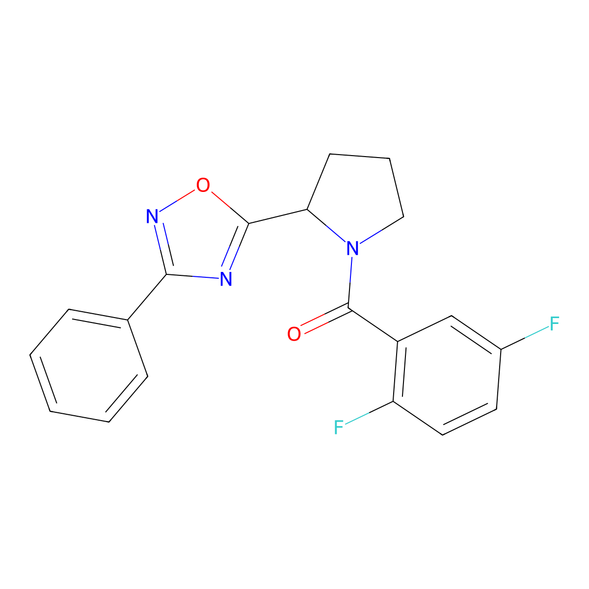 5-[1-(2,5-Difluorobenzoyl)pyrrolidin-2-yl]-3-phenyl-1,2,4-oxadiazole molecular structure, CAS 1413527-61-3