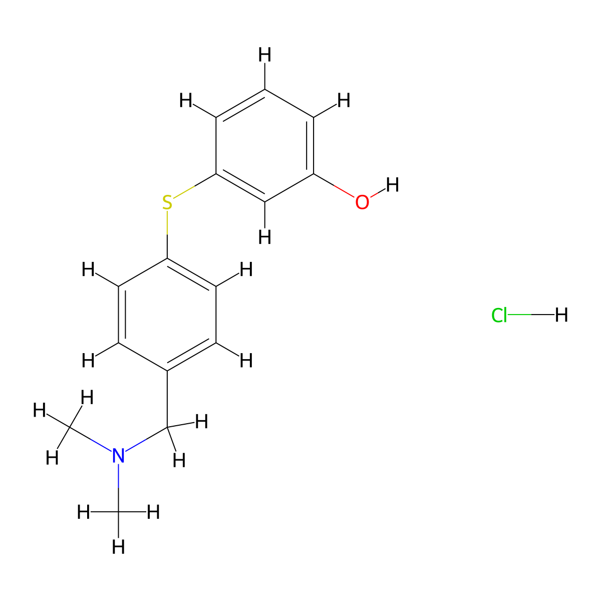 Phenol, 3-((4-((dimethylamino)methyl)phenyl)thio)-, hydrochloride molecular structure, CAS 141358-20-5