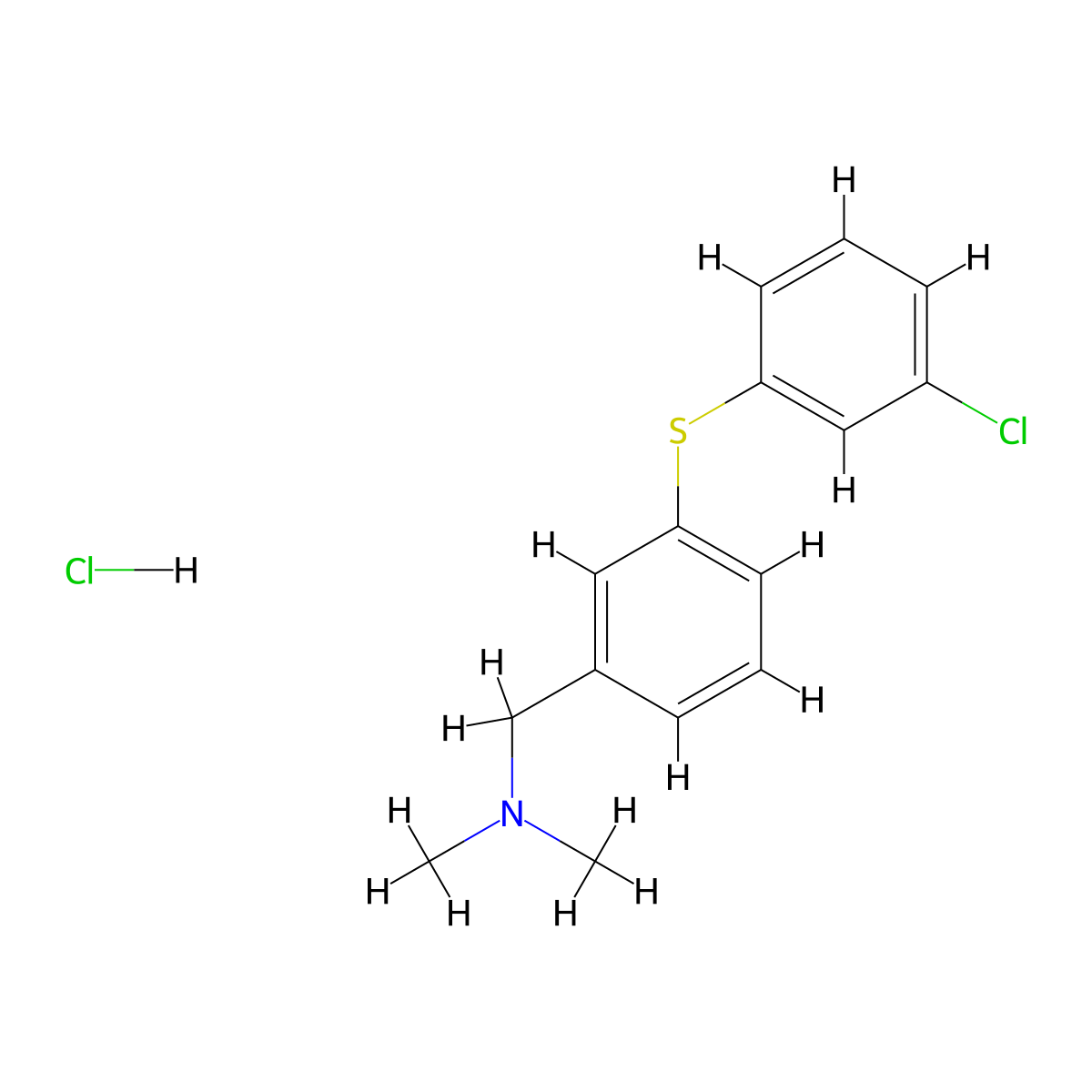 Benzenemethanamine, 3-((3-chlorophenyl)thio)-N,N-dimethyl-, hydrochloride molecular structure, CAS 141358-21-6