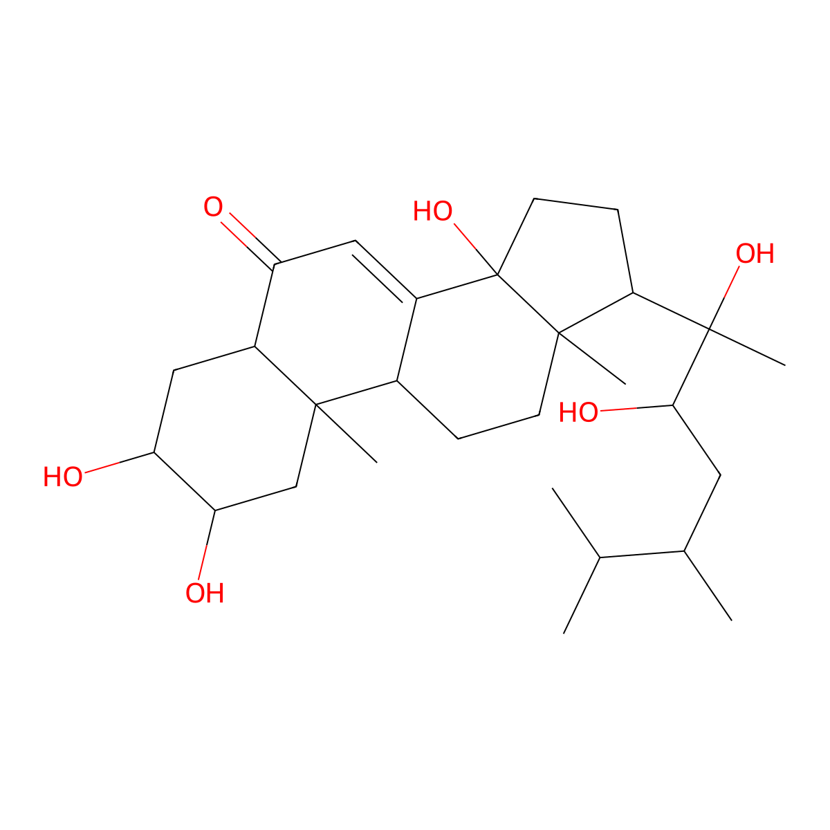 Ergost-7-en-6-one, 2,3,14,20,22-pentahydroxy-, (2beta,3beta,5beta,22R)- molecular structure, CAS 141360-88-5