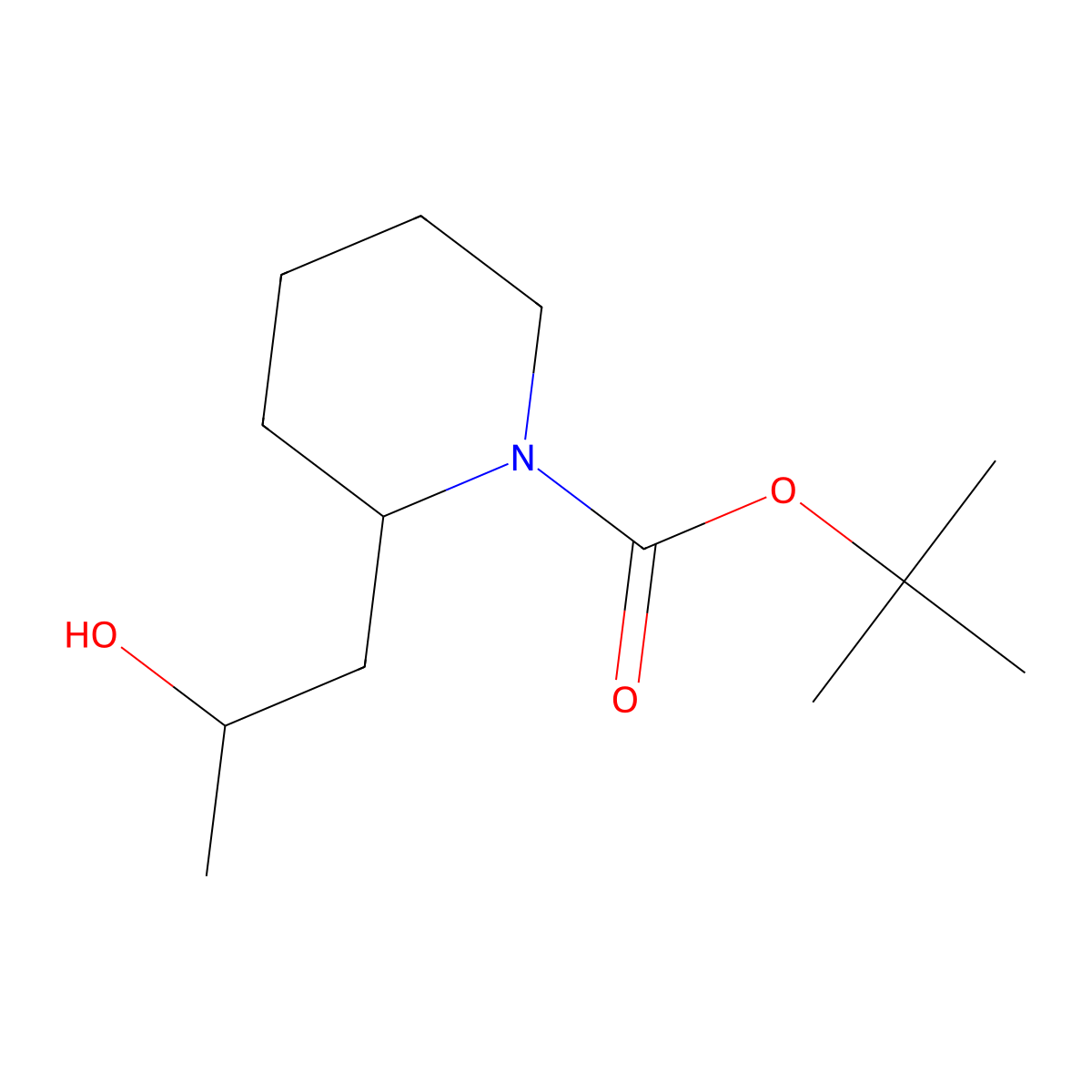 Tert-butyl 2-(2-hydroxypropyl)piperidine-1-carboxylate molecular structure, CAS 14139-85-6