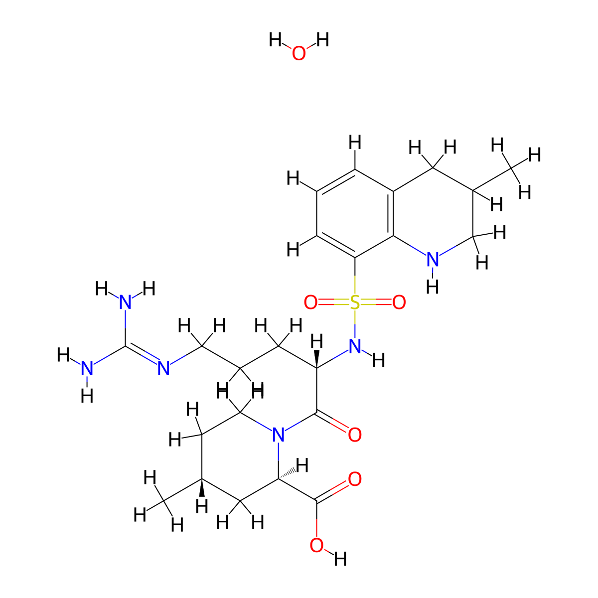 Argatroban (USAN:INN:BAN:JAN) molecular structure, CAS 141396-28-3