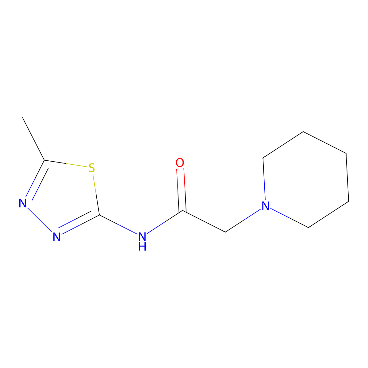 1-Piperidineacetamide, N-(5-methyl-1,3,4-thiadiazol-2-yl)- molecular structure, CAS 141400-65-9
