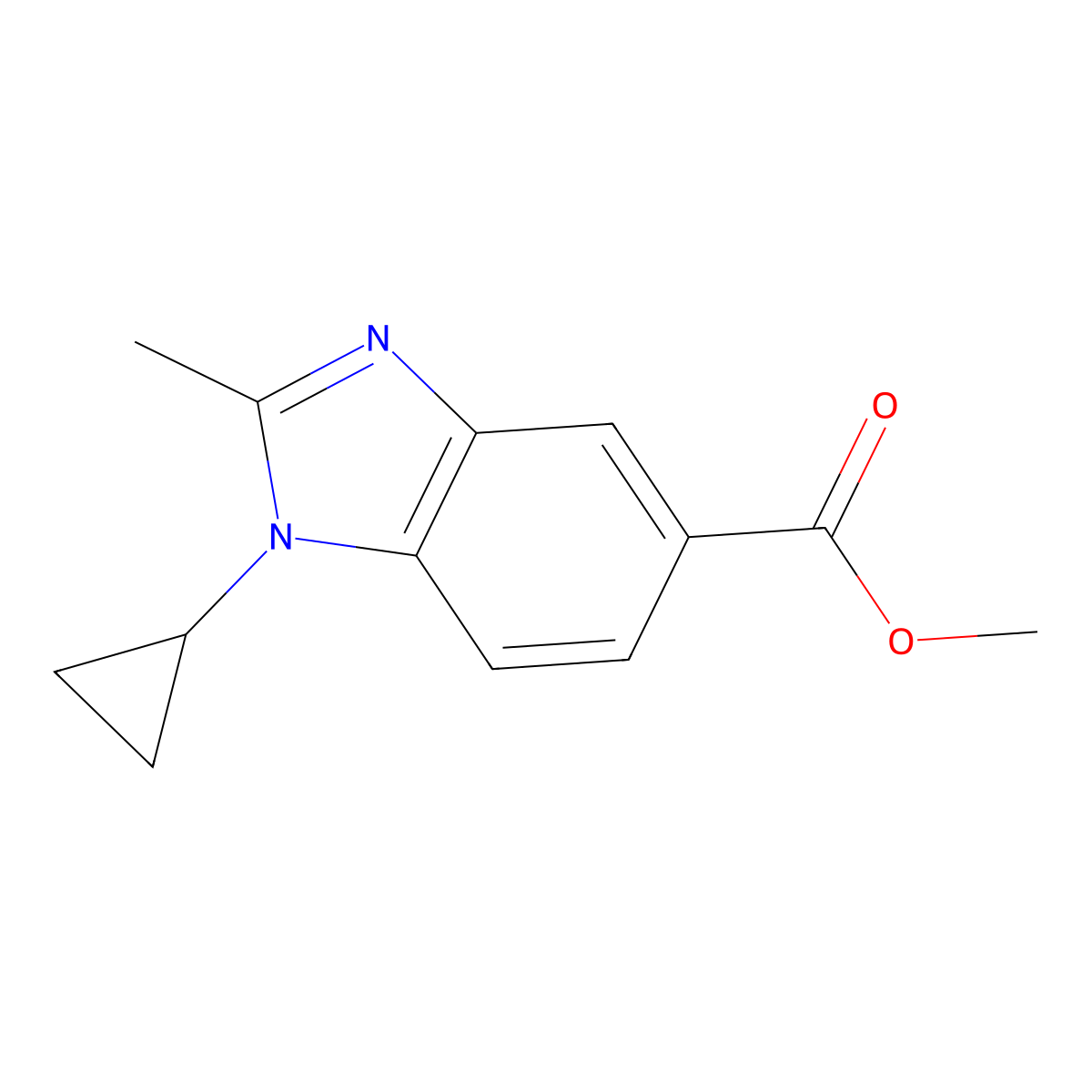 Methyl 1-cyclopropyl-2-methyl-1,3-benzodiazole-5-carboxylate molecular structure, CAS 1414029-22-3