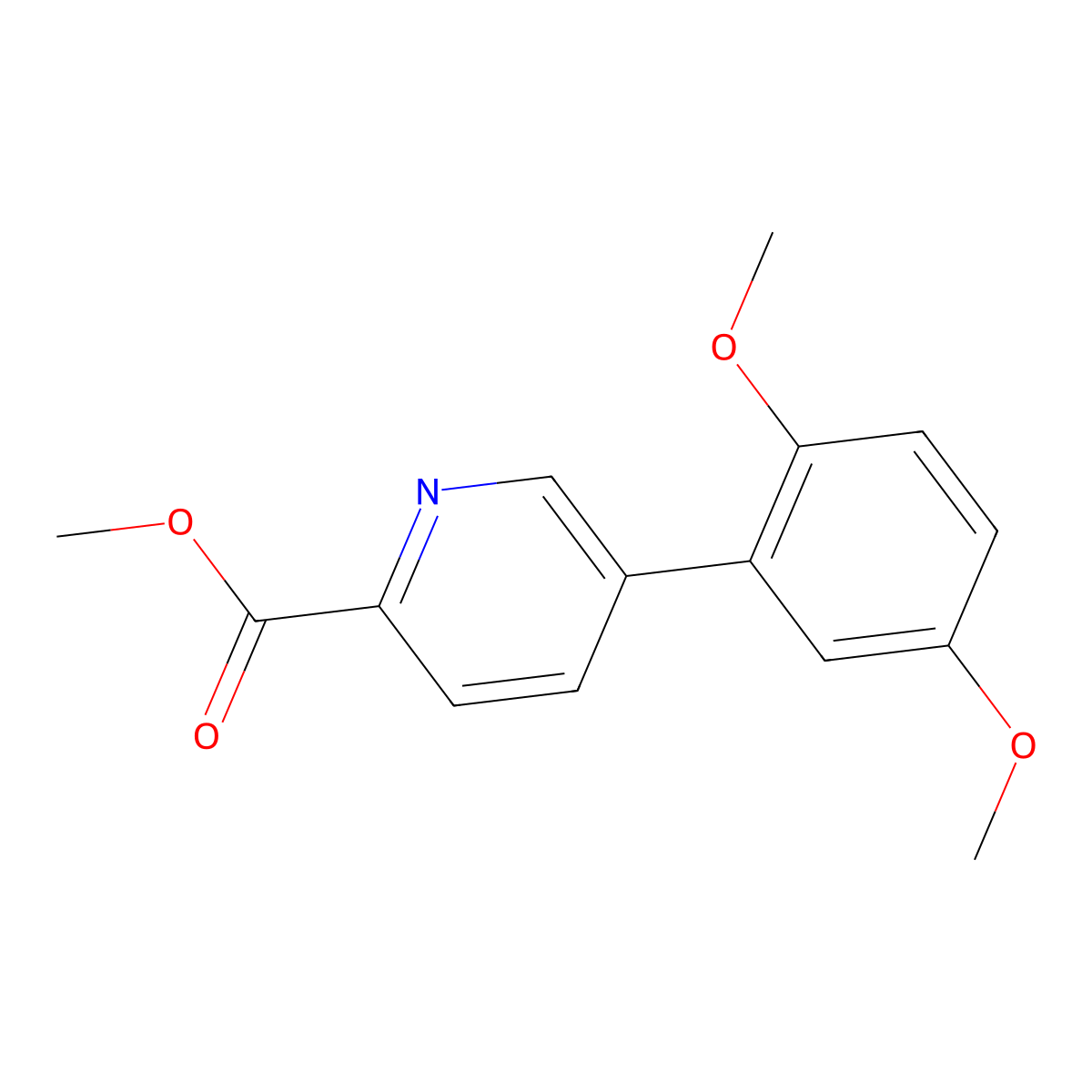 Methyl 5-(2,5-dimethoxyphenyl)pyridine-2-carboxylate molecular structure, CAS 1414029-23-4