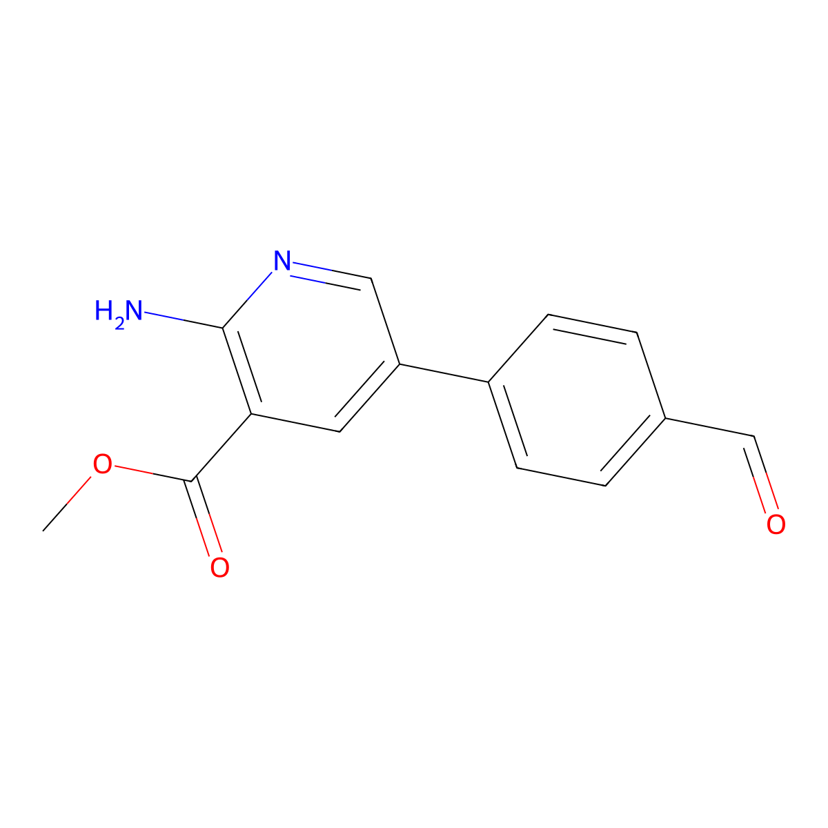 Methyl 2-amino-5-(4-formylphenyl)pyridine-3-carboxylate molecular structure, CAS 1414029-40-5