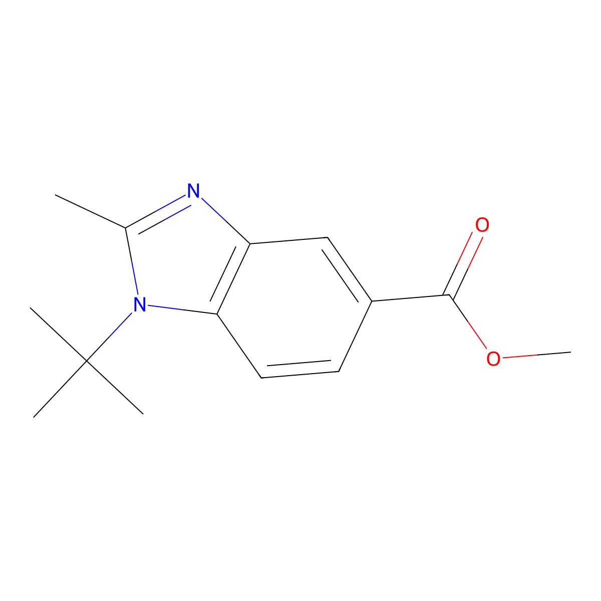 Methyl 1-tert-butyl-2-methyl-1,3-benzodiazole-5-carboxylate molecular structure, CAS 1414029-55-2
