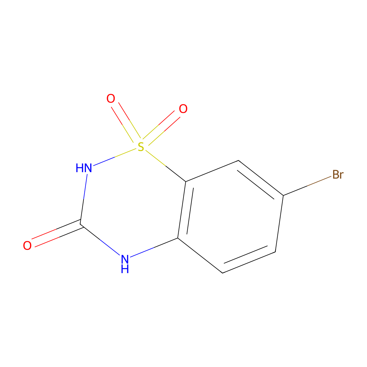 2H-1,2,4-Benzothiadiazin-3(4H)-one, 7-bromo-, 1,1-dioxide molecular structure, CAS 14141-71-0