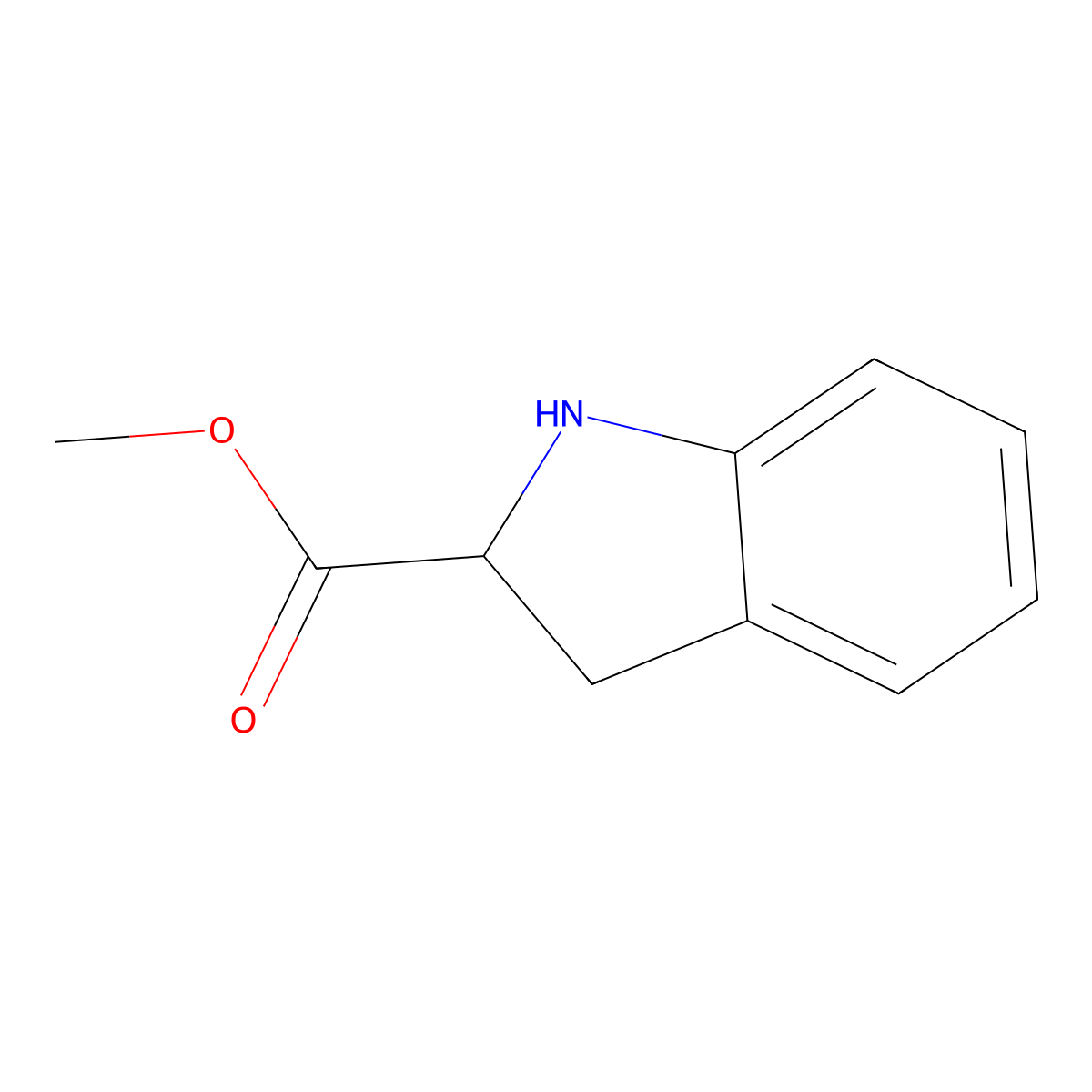 methyl (2S)-2,3-dihydro-1H-indole-2-carboxylate molecular structure, CAS 141410-06-2
