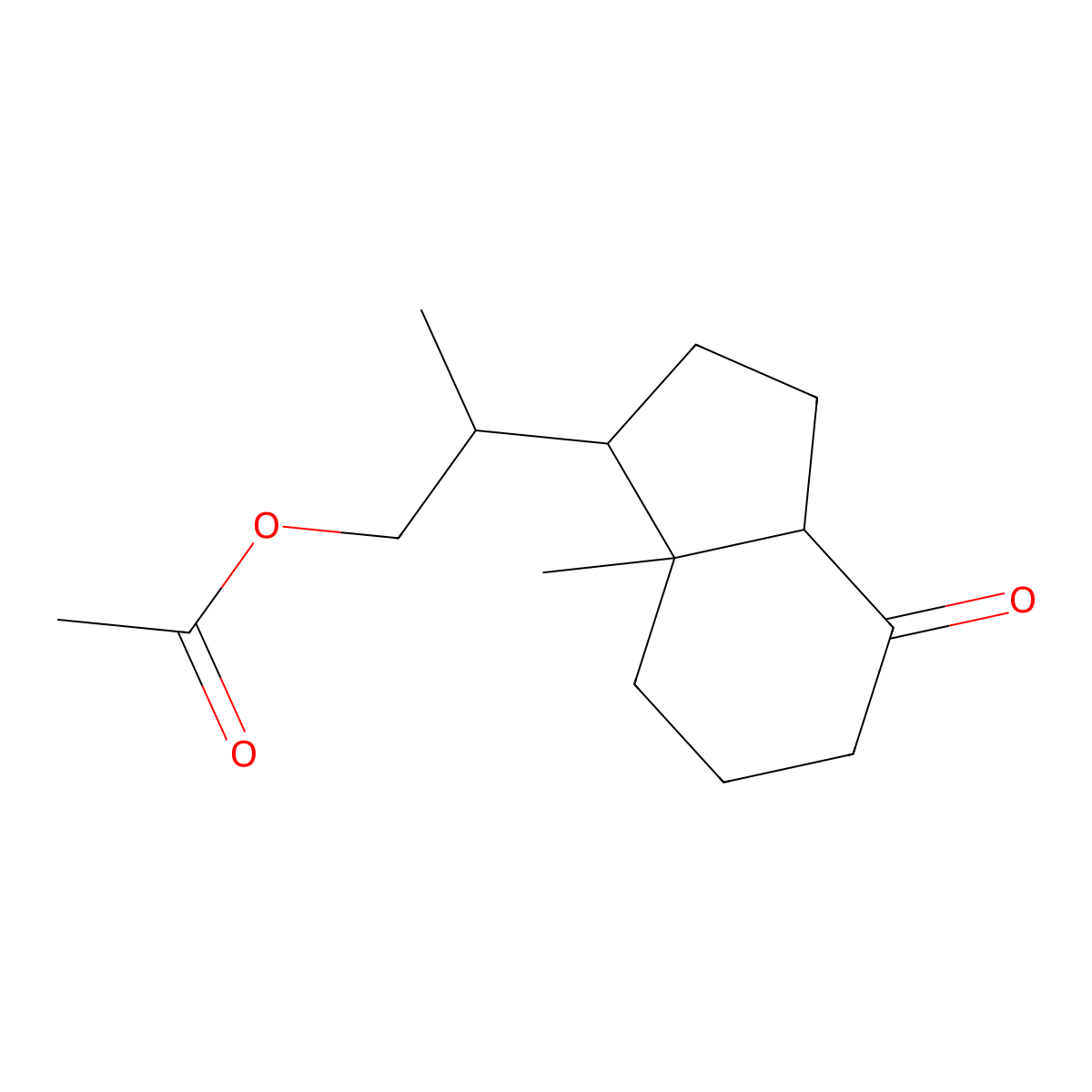 (S)-2-((1R,3aR,7aR)-7a-methyl-4-oxooctahydro-1H-inden-1-yl)propyl acetate molecular structure, CAS 141411-00-9