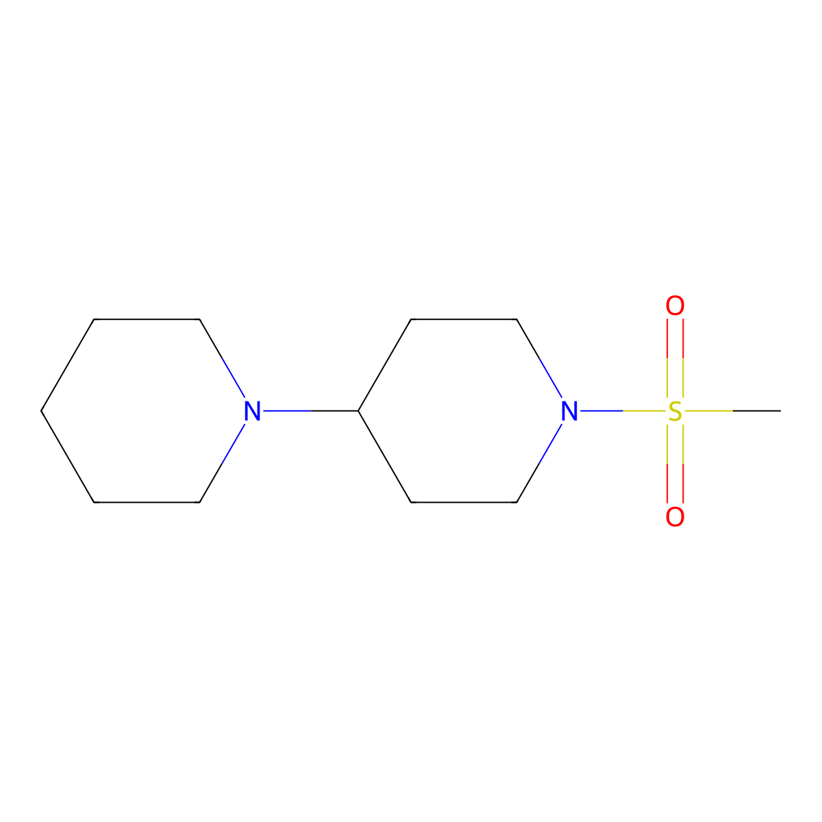 1-Methanesulfonyl-4-(piperidin-1-yl)piperidine molecular structure, CAS 14143-68-1
