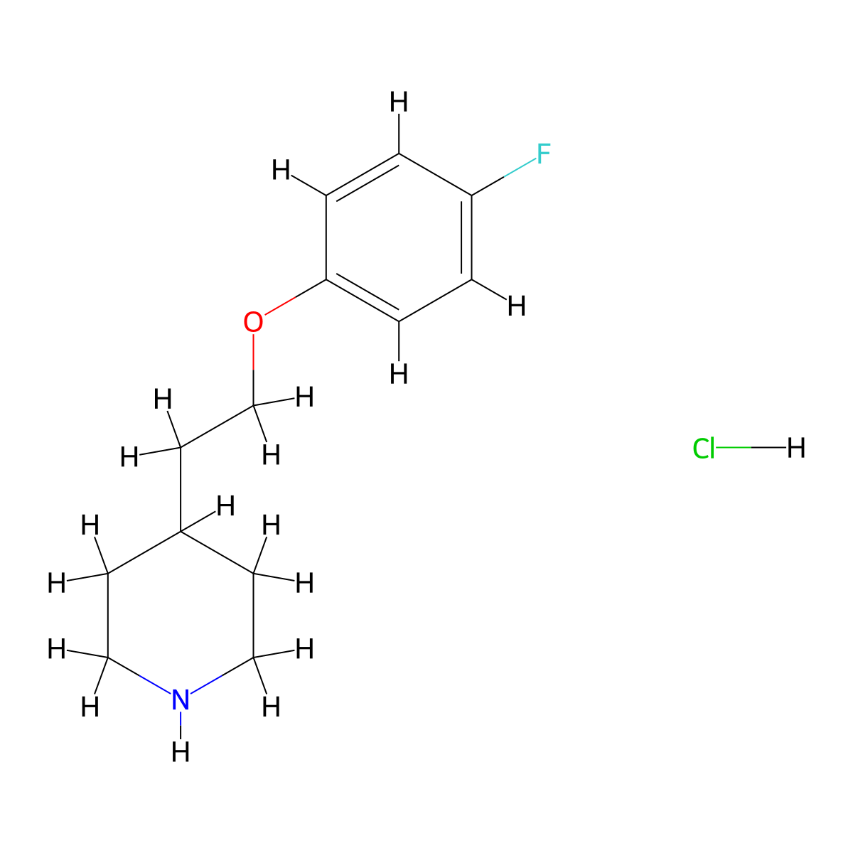 4-[2-(4-Fluorophenoxy)ethyl]piperidine hydrochloride molecular structure, CAS 141430-57-1