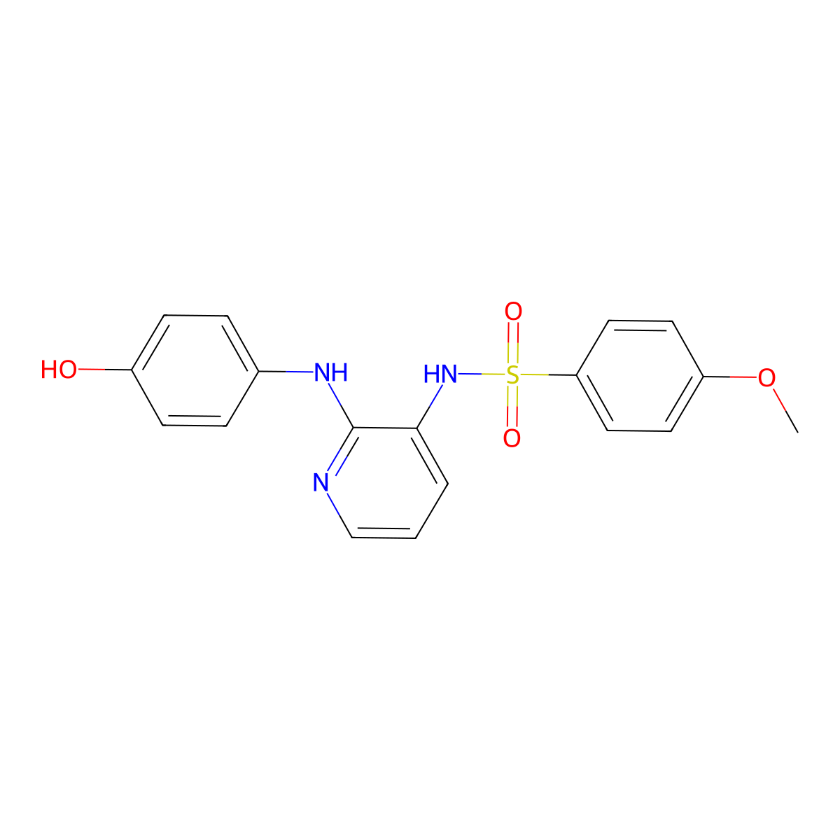 N-(2-((4-hydroxyphenyl)amino)-3-pyridinyl)-4-methoxybenzenesulfonamide molecular structure, CAS 141430-65-1