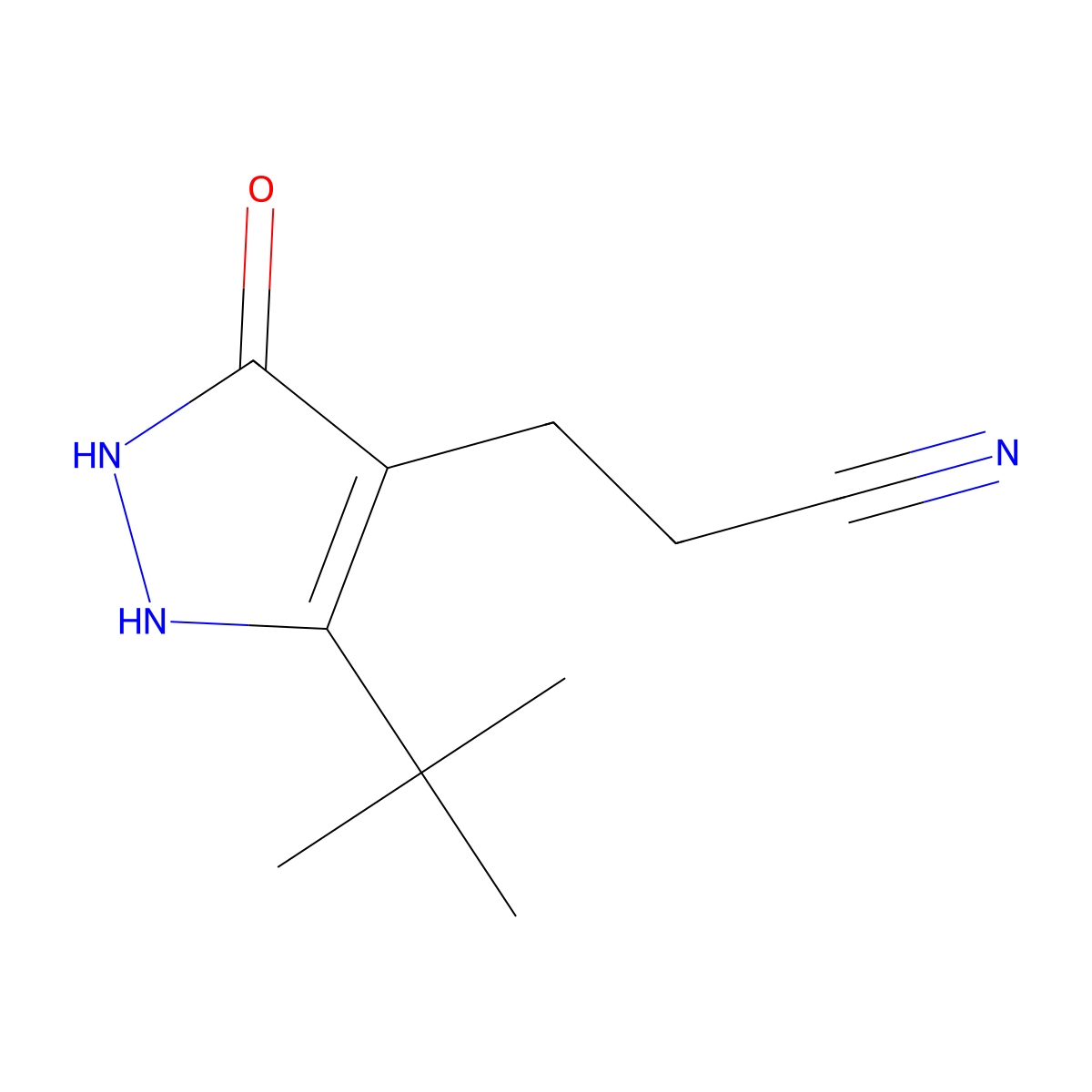 3-(3-tert-butyl-5-hydroxy-1H-pyrazol-4-yl)propanenitrile molecular structure, CAS 1414325-59-9