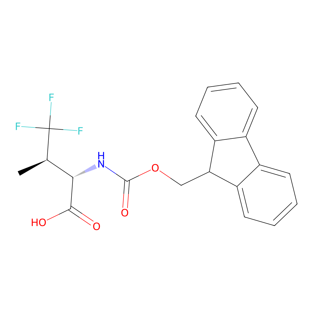 (2S,3R)-2-((((9H-Fluoren-9-yl)methoxy)carbonyl)amino)-4,4,4-trifluoro-3-methylbutanoic acid molecular structure, CAS 1414349-24-8