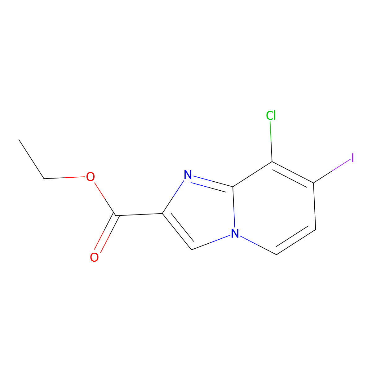 Ethyl 8-chloro-7-iodoimidazo[1,2-A]pyridine-2-carboxylate molecular structure, CAS 1414371-26-8