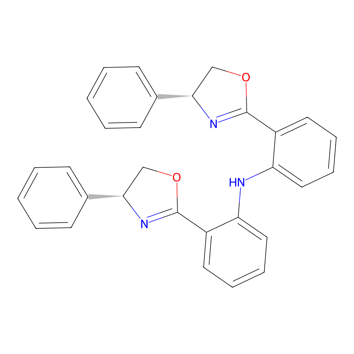 Bis(2-((R)-4-phenyl-4,5-dihydrooxazol-2-yl)phenyl)amine molecular structure, CAS 1414371-70-2