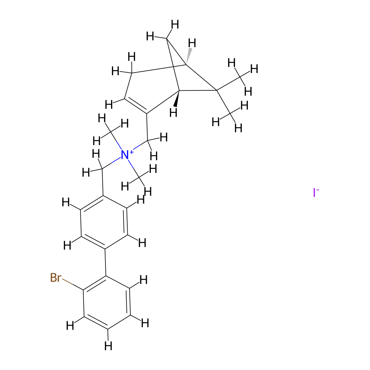 2'-Bromo-N-[[(1R,5S)-6,6-dimethylbicyclo[3.1.1]hept-2-en-2-yl]methyl]-N,N-dimethyl-[1,1'-biphenyl]-4-methanaminium iodide molecular structure, CAS 1414376-84-3