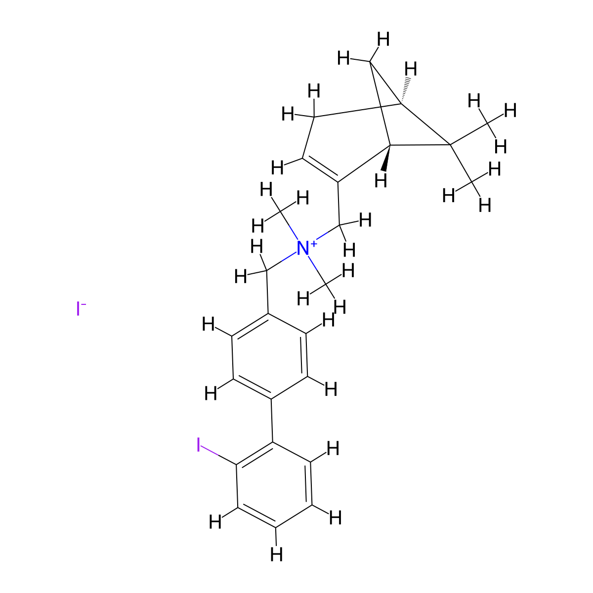 [(1R,5S)-6,6-Dimethyl-2-bicyclo[3.1.1]hept-2-enyl]methyl-[[4-(2-iodophenyl)phenyl]methyl]-dimethylazanium;iodide molecular structure, CAS 1414376-85-4