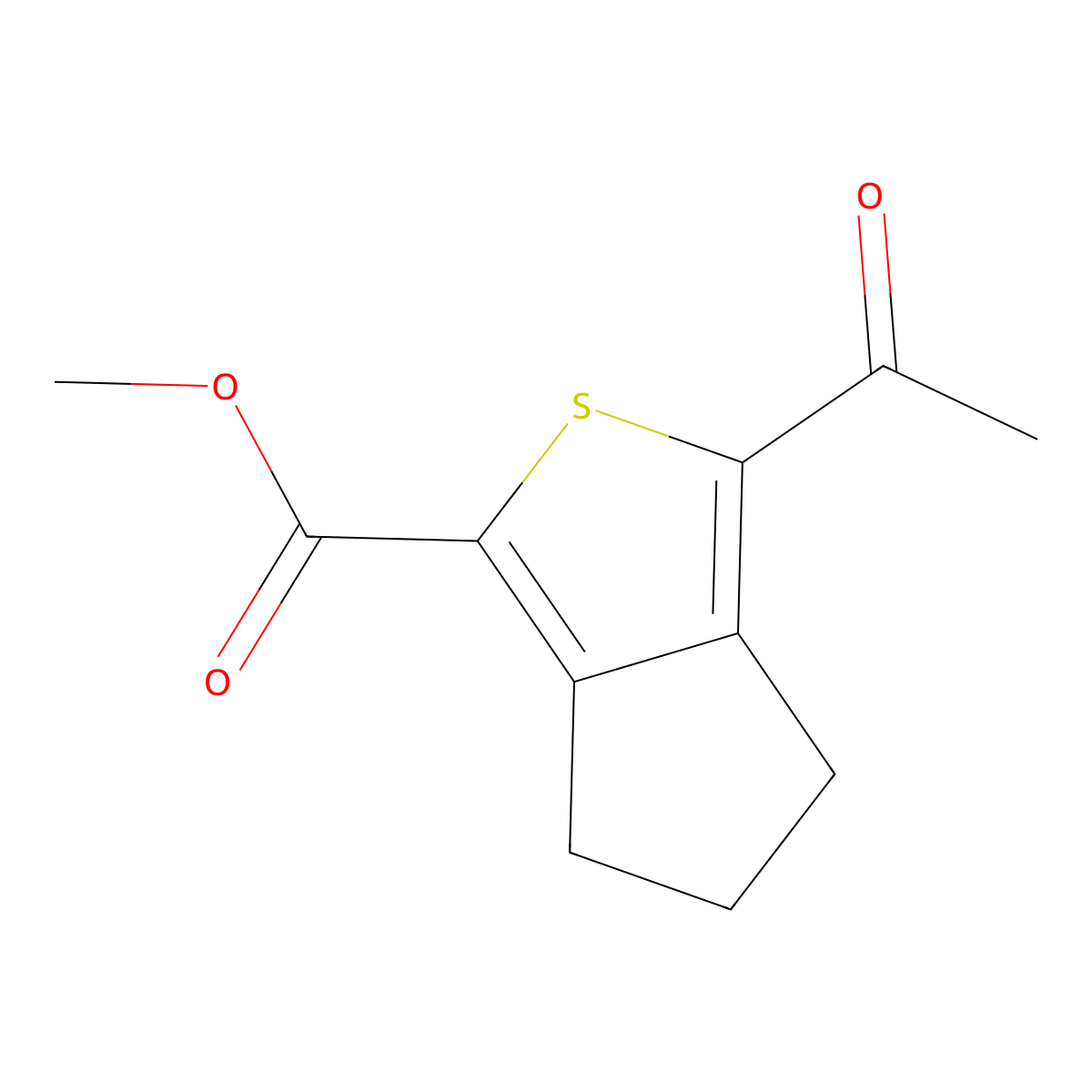 Methyl 3-acetyl-5,6-dihydro-4H-cyclopenta[c]thiophene-1-carboxylate molecular structure, CAS 1414377-89-1