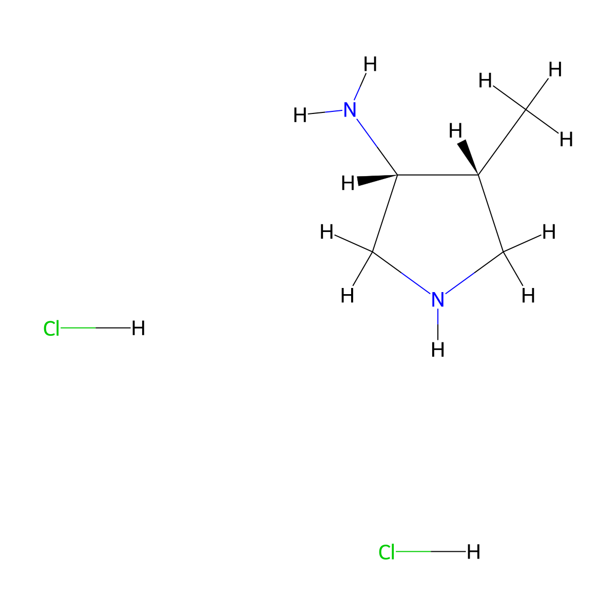 (3R,4R)-4-Methylpyrrolidin-3-amine dihydrochloride molecular structure, CAS 141449-84-5