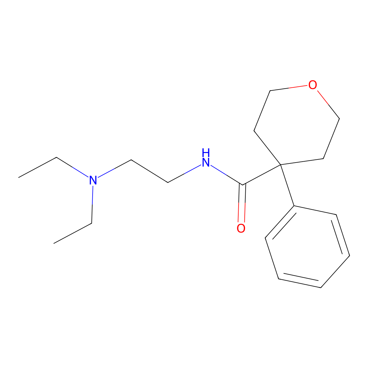 N-[2-(diethylamino)ethyl]-4-phenyltetrahydro-2H-pyran-4-carboxamide molecular structure, CAS 14145-99-4