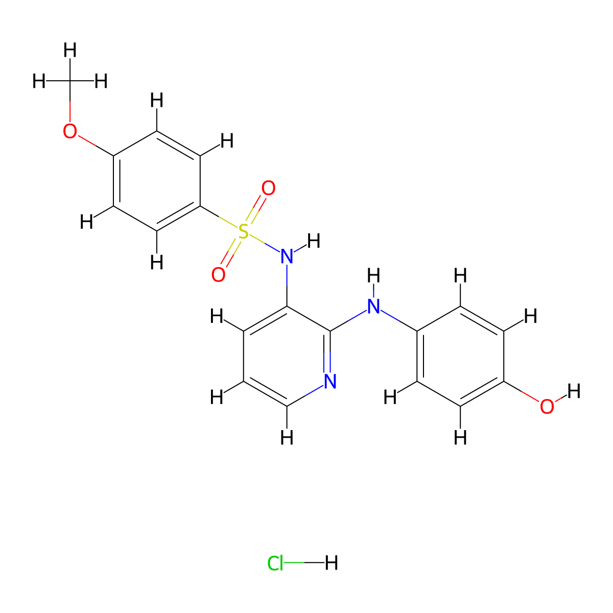 N-[2-(4-hydroxyanilino)pyridin-3-yl]-4-methoxybenzenesulfonamide;hydrochloride molecular structure, CAS 141450-48-8