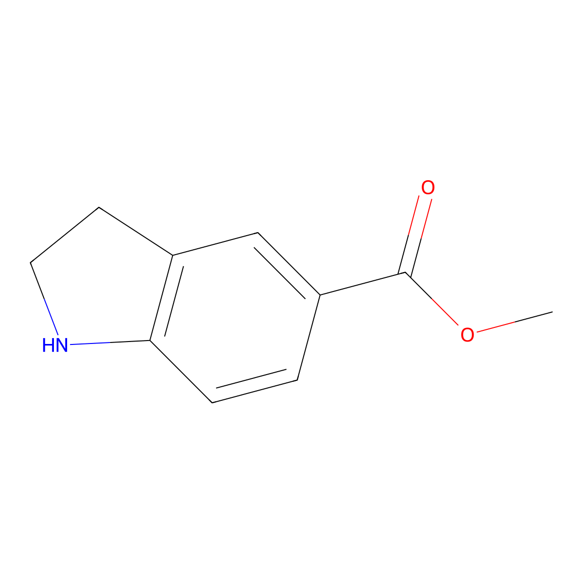 methyl 2,3-dihydro-1H-indole-5-carboxylate molecular structure, CAS 141452-01-9